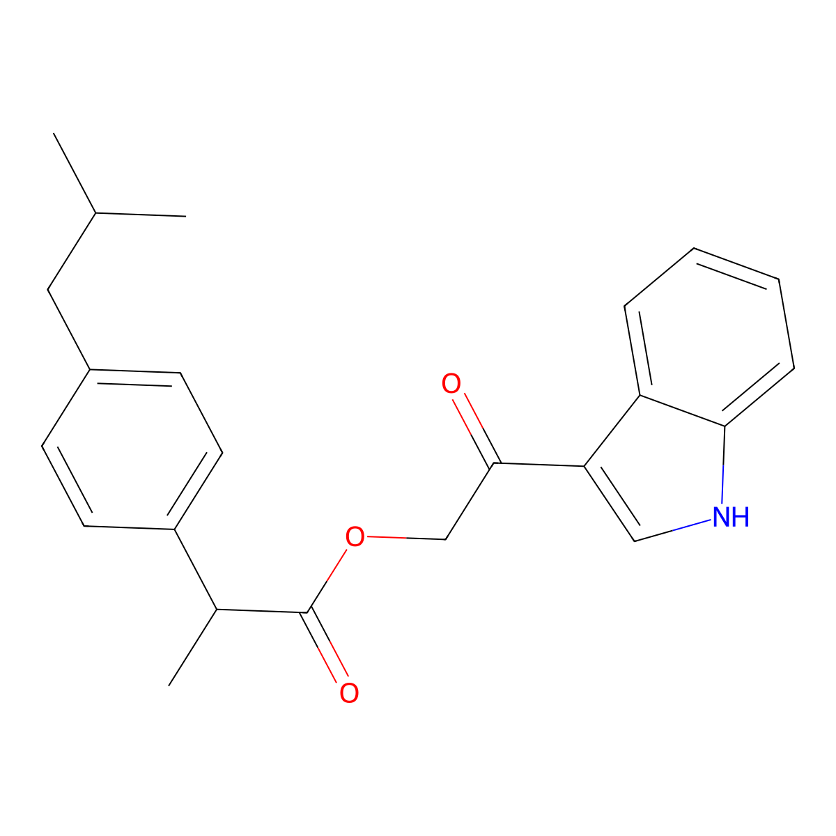 2-[4-(2-methylpropyl)phenyl]propanoic acid [2-(1H-indol-3-yl)-2-oxoethyl] ester molecular structure, CAS 363590-76-5