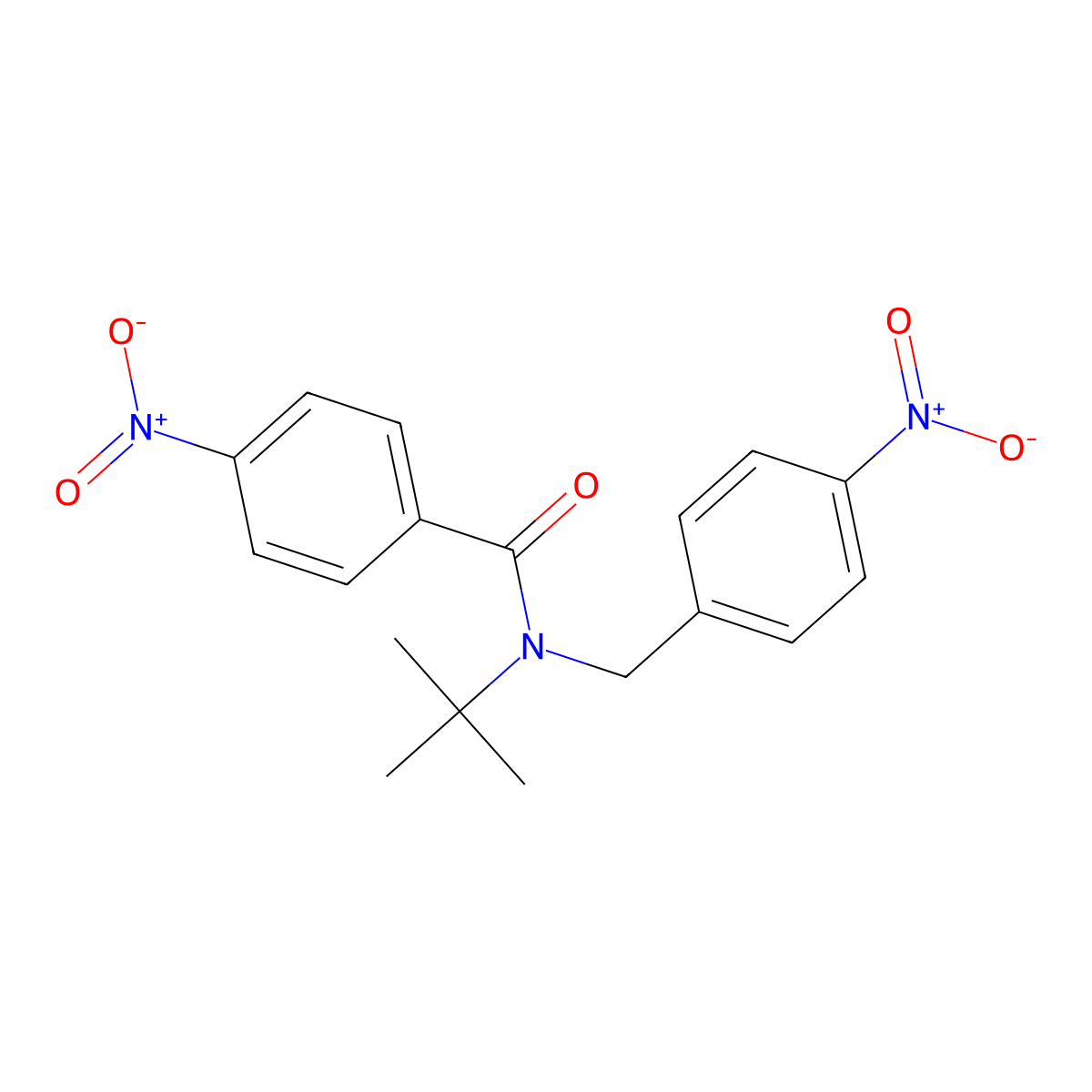 N-tert-butyl-4-nitro-N-(4-nitrobenzyl)benzamide molecular structure, CAS 363590-91-4