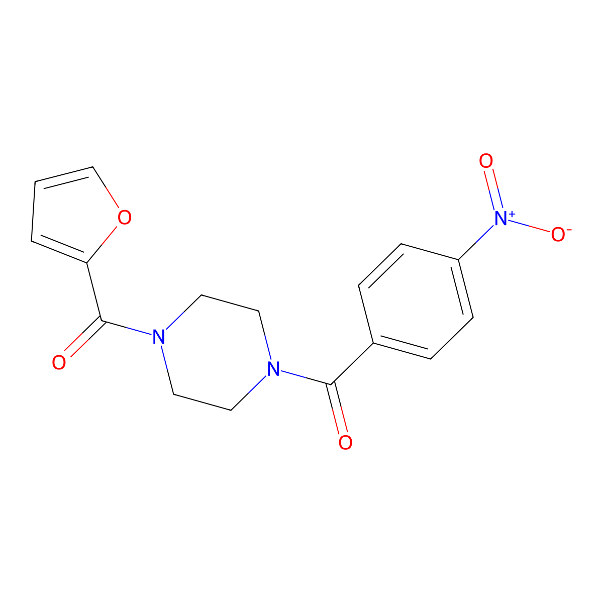 [4-(Furan-2-carbonyl)piperazin-1-yl]-(4-nitrophenyl)methanone molecular structure, CAS 363591-04-2