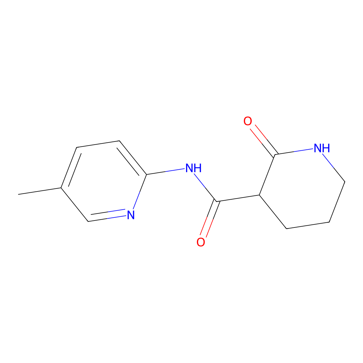 N-(5-methylpyridin-2-yl)-2-oxopiperidine-3-carboxamide molecular structure, CAS 363591-07-5