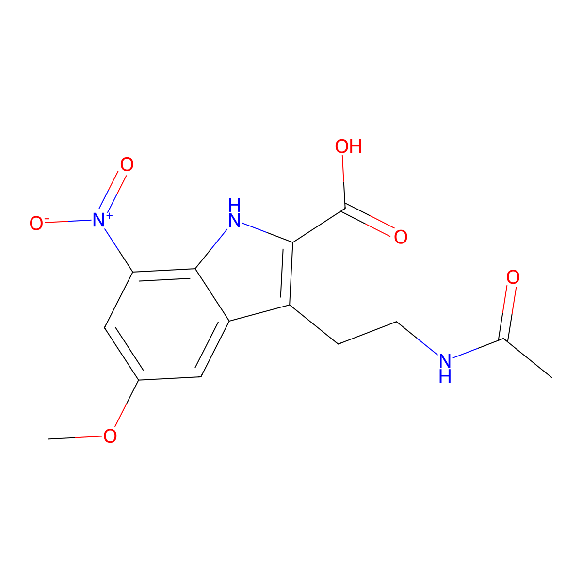 3-(2-acetamidoethyl)-5-methoxy-7-nitro-1H-indole-2-carboxylic acid molecular structure, CAS 363591-25-7