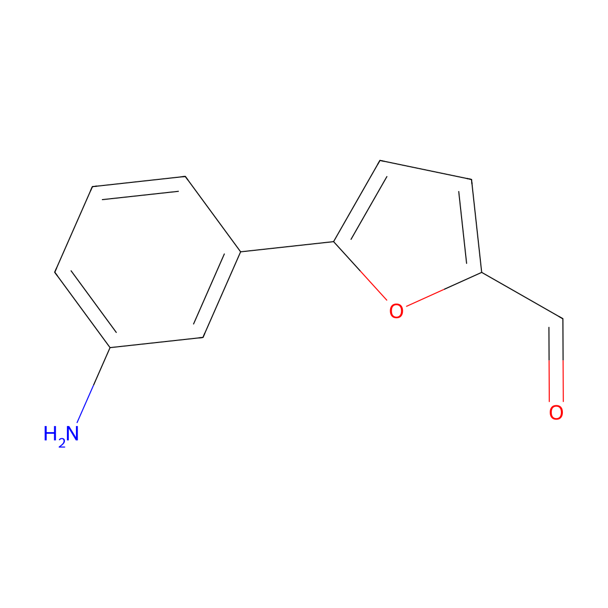2-Furancarboxaldehyde, 5-(3-aminophenyl)- molecular structure, CAS 363596-68-3