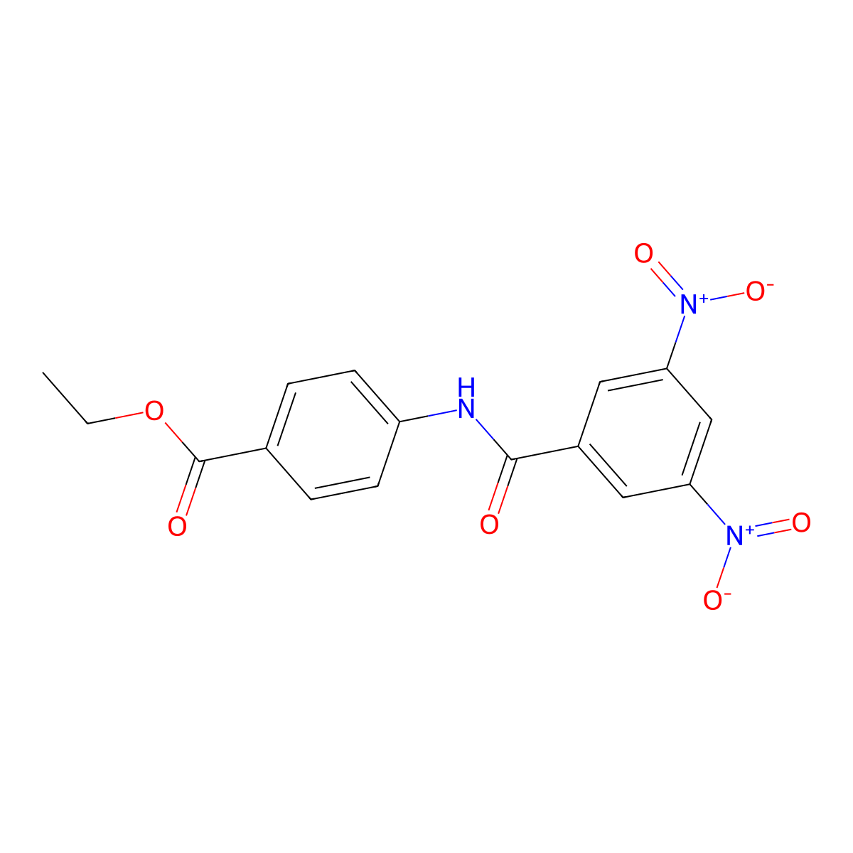 Ethyl 4-(3,5-dinitrobenzamido)benzoate molecular structure, CAS 36360-13-1