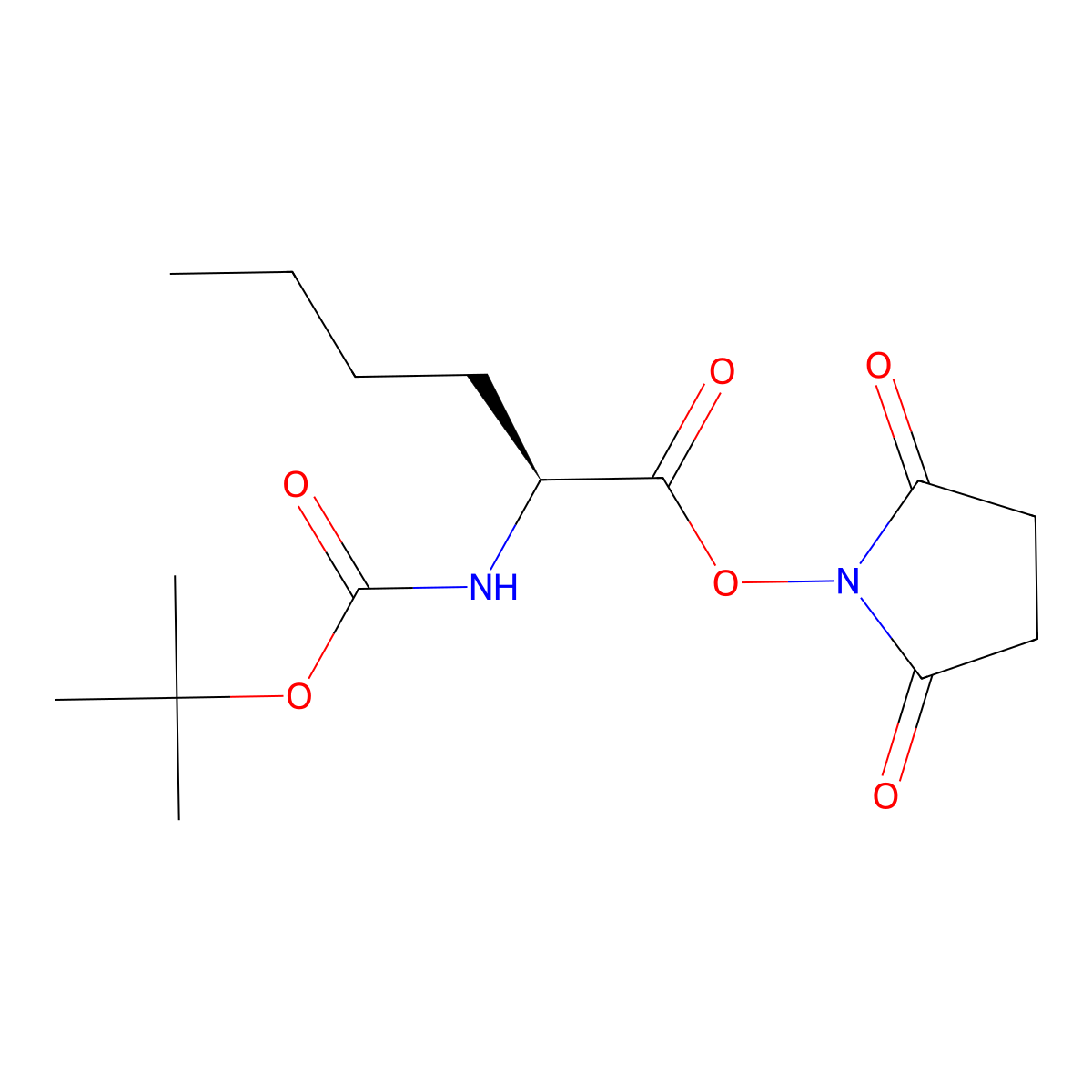 2,5-Dioxopyrrolidin-1-yl (S)-2-((tert-butoxycarbonyl)amino)hexanoate molecular structure, CAS 36360-61-9