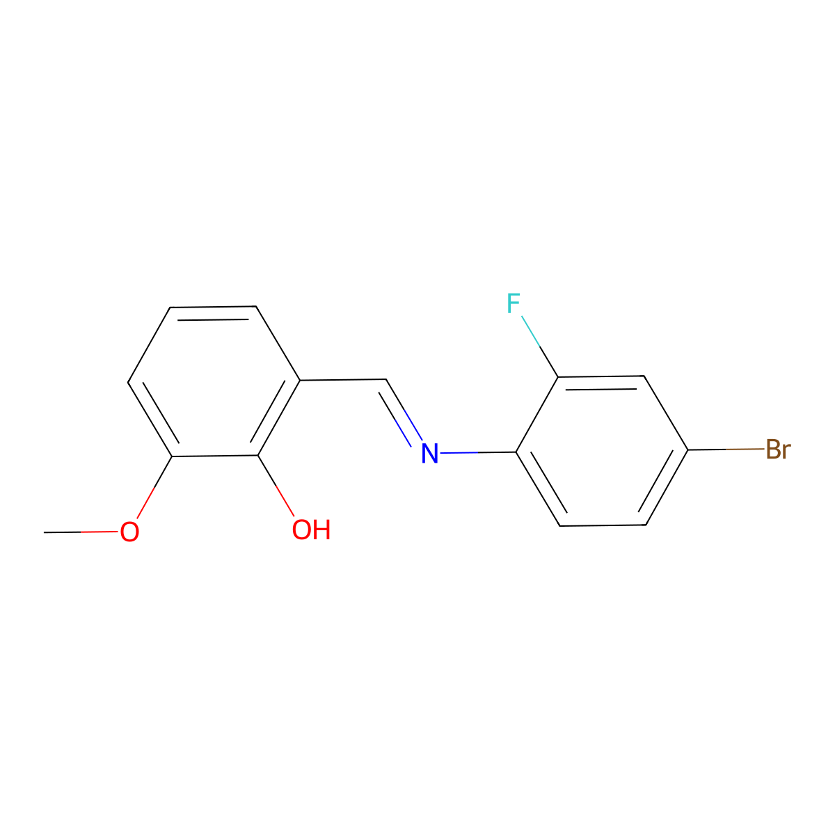 2-{(E)-[(4-bromo-2-fluorophenyl)imino]methyl}-6-methoxyphenol molecular structure, CAS 363600-84-4