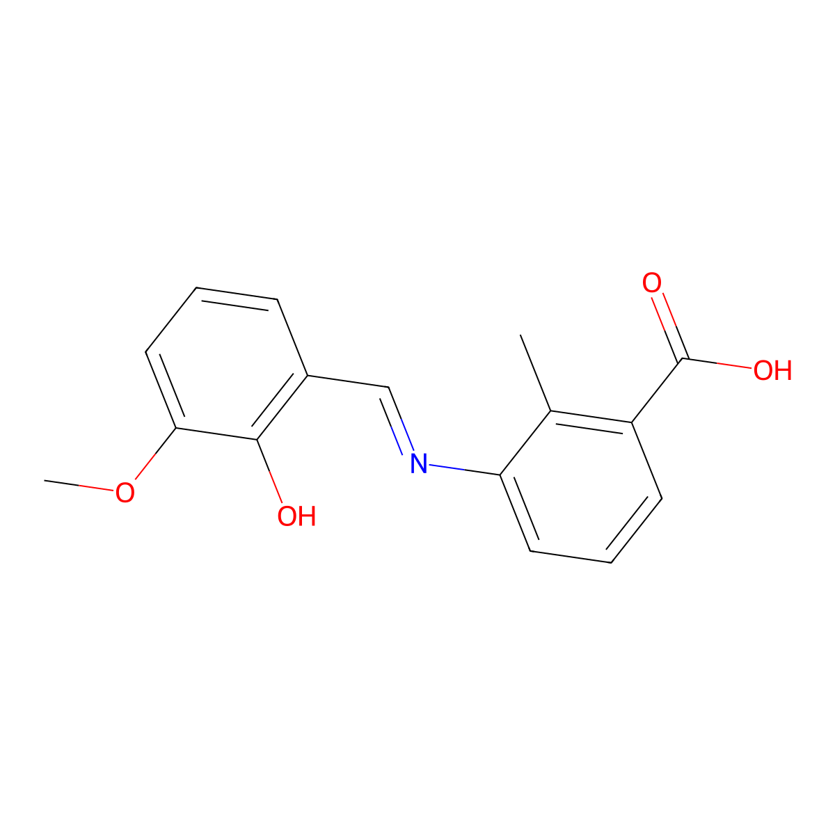 3-((2-Hydroxy-3-methoxybenzylidene)amino)-2-methylbenzoic acid molecular structure, CAS 363600-92-4