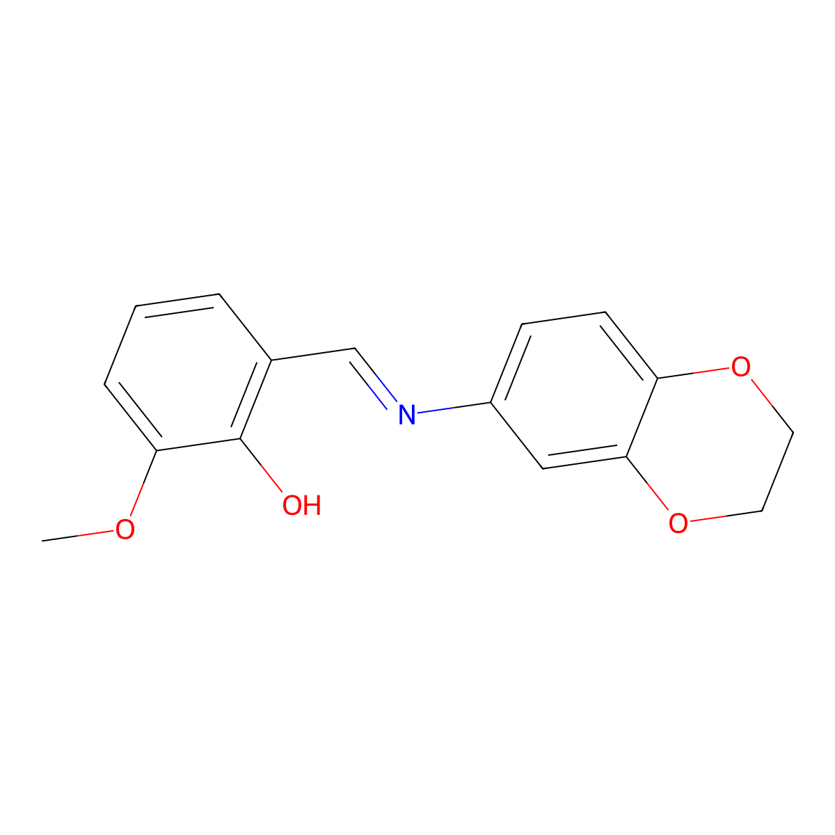 2-[(E)-(2,3-dihydro-1,4-benzodioxin-6-ylimino)methyl]-6-methoxyphenol molecular structure, CAS 363605-05-4