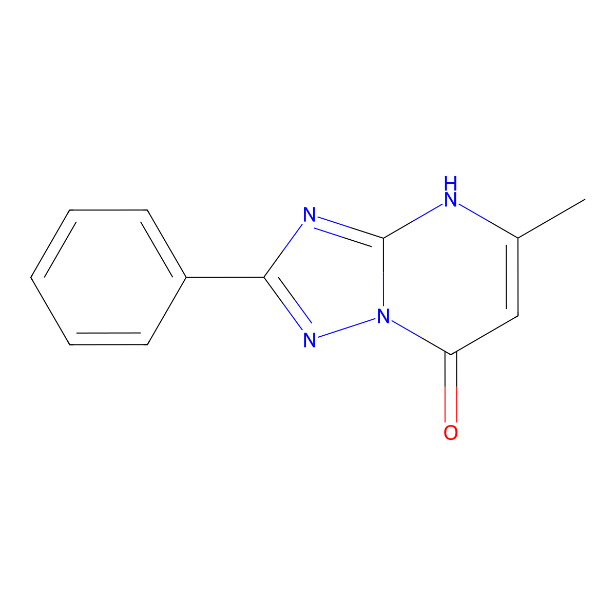 5-methyl-2-phenyl[1,2,4]triazolo[1,5-a]pyrimidin-7(4H)-one molecular structure, CAS 36372-09-5