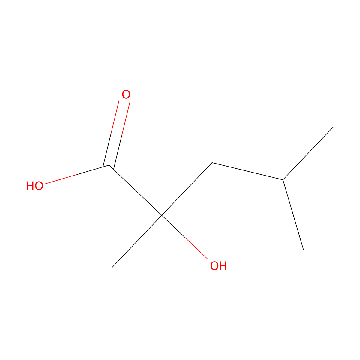 2-Hydroxy-2,4-dimethylpentanoic acid molecular structure, CAS 3639-23-4