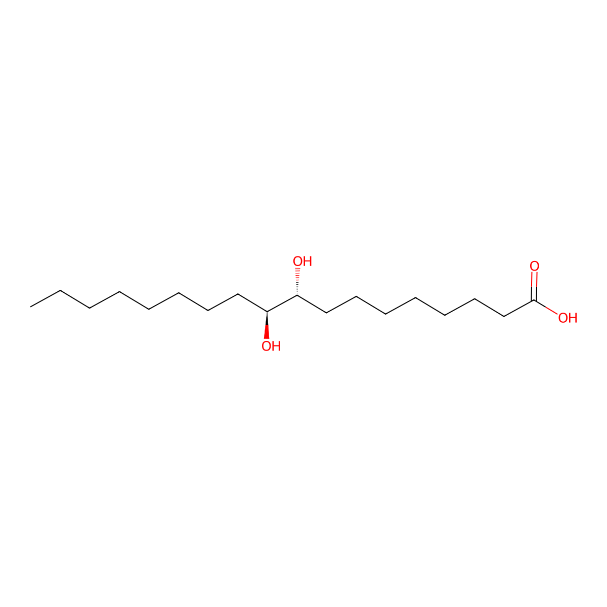 9,10-Dihydroxystearic acid, erythro- molecular structure, CAS 3639-32-5