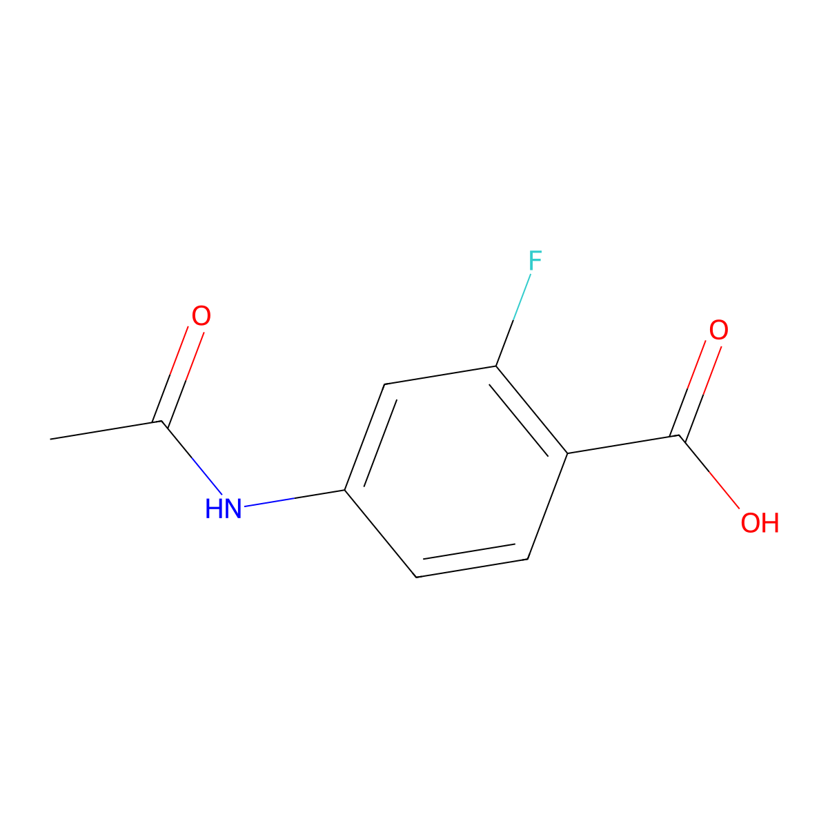 4-Acetamido-2-fluorobenzoic acid molecular structure, CAS 364-84-1