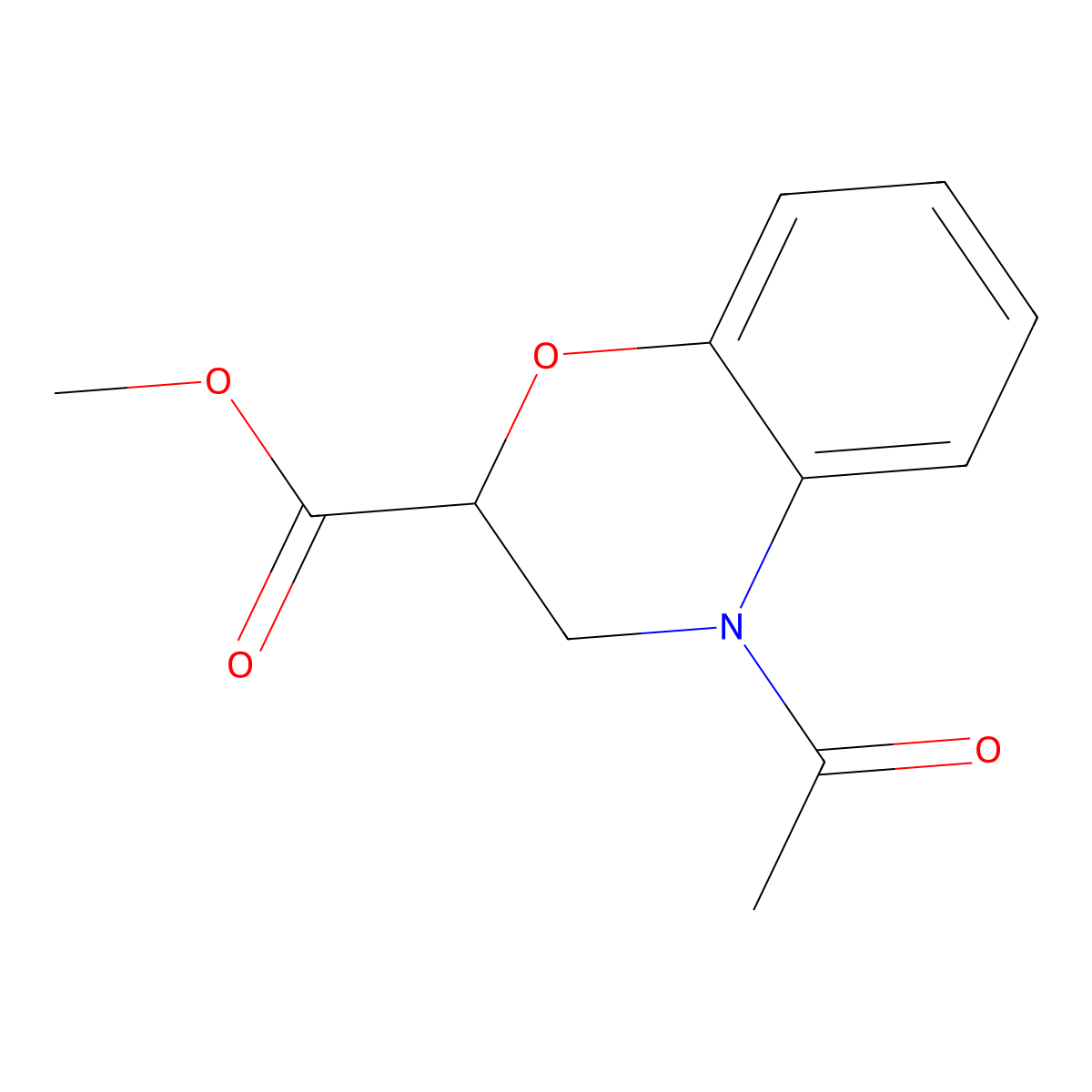 methyl 4-acetyl-3,4-dihydro-2H-1,4-benzoxazine-2-carboxylate molecular structure, CAS 3640-49-1