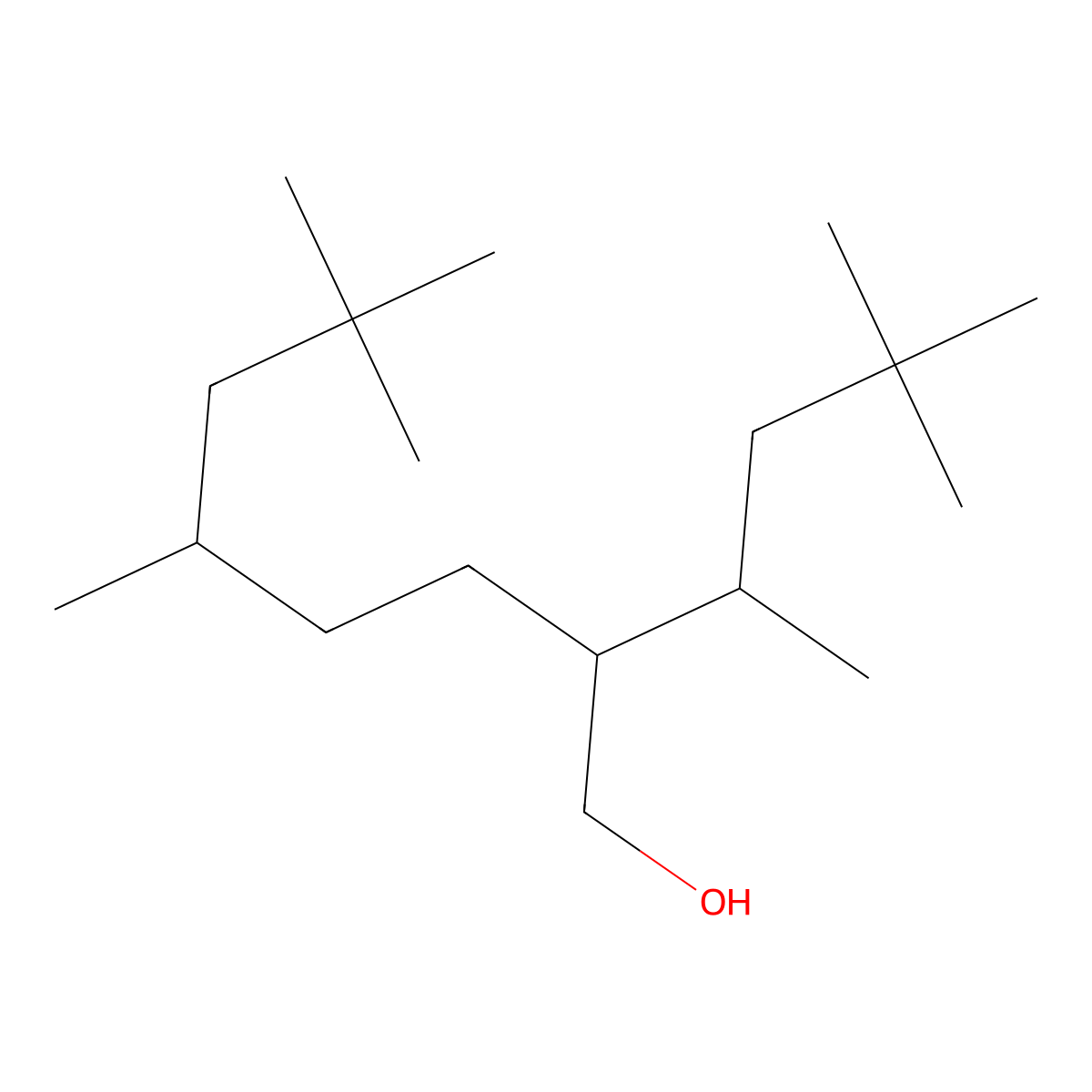 5,7,7-Trimethyl-2-(1,3,3-trimethylbutyl)-1-octanol molecular structure, CAS 36400-98-3