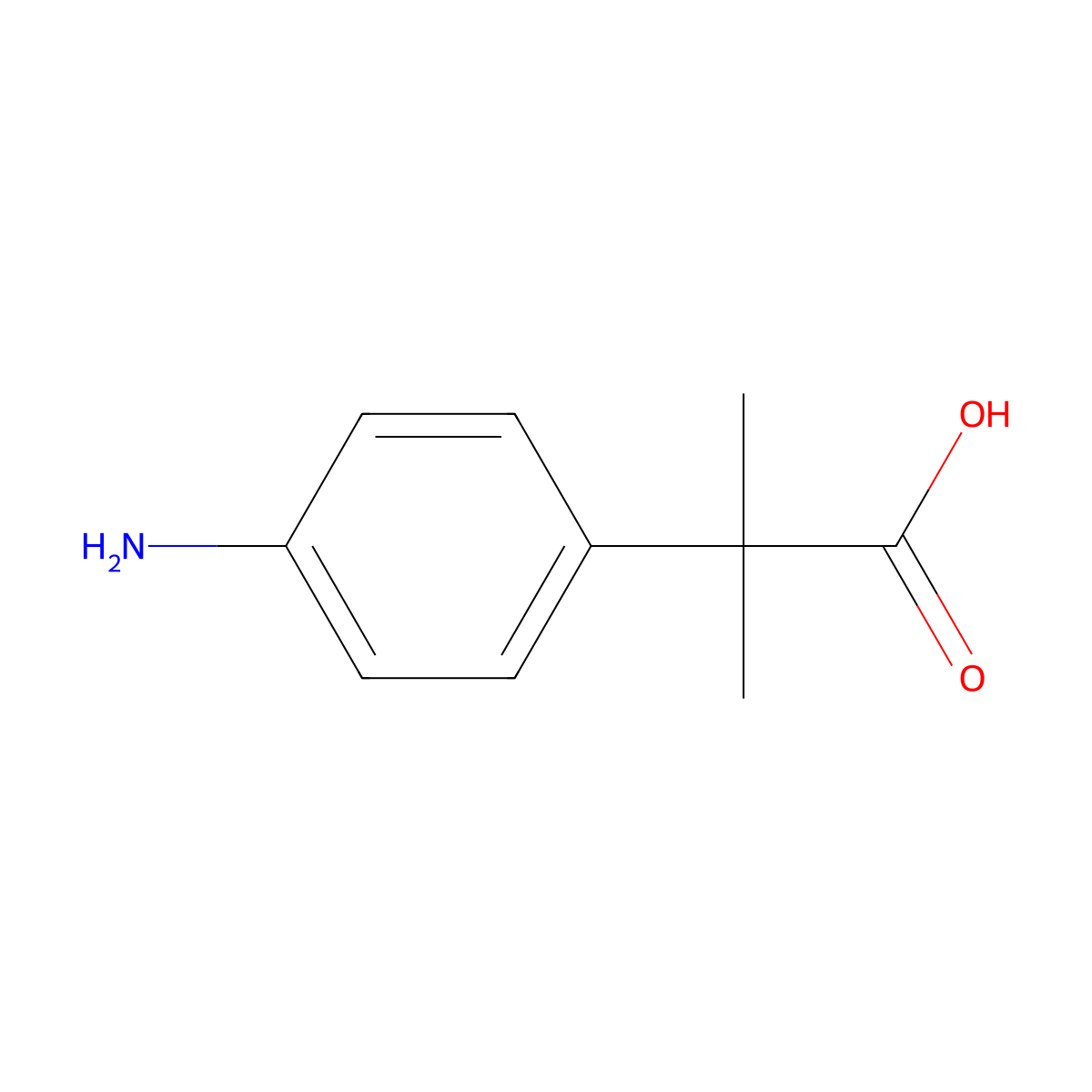2-(4-Aminophenyl)-2-methylpropanoic acid molecular structure, CAS 36402-24-1