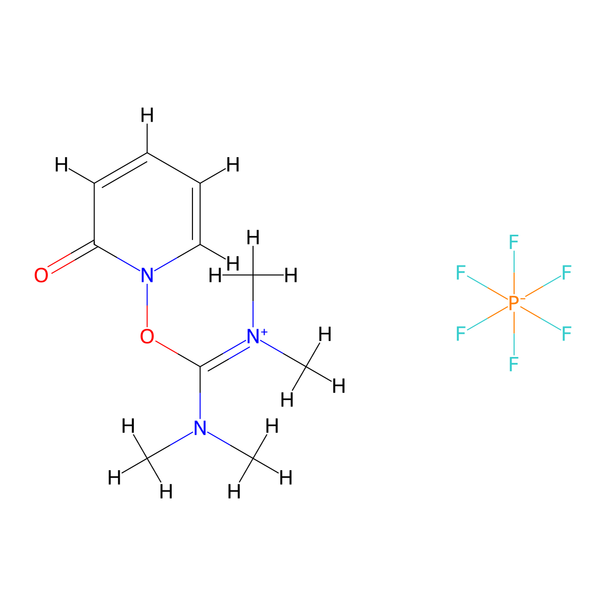 1,1,3,3-Tetramethyl-2-(2-oxopyridin-1(2H)-YL)isouronium hexafluorophosphate molecular structure, CAS 364047-51-8