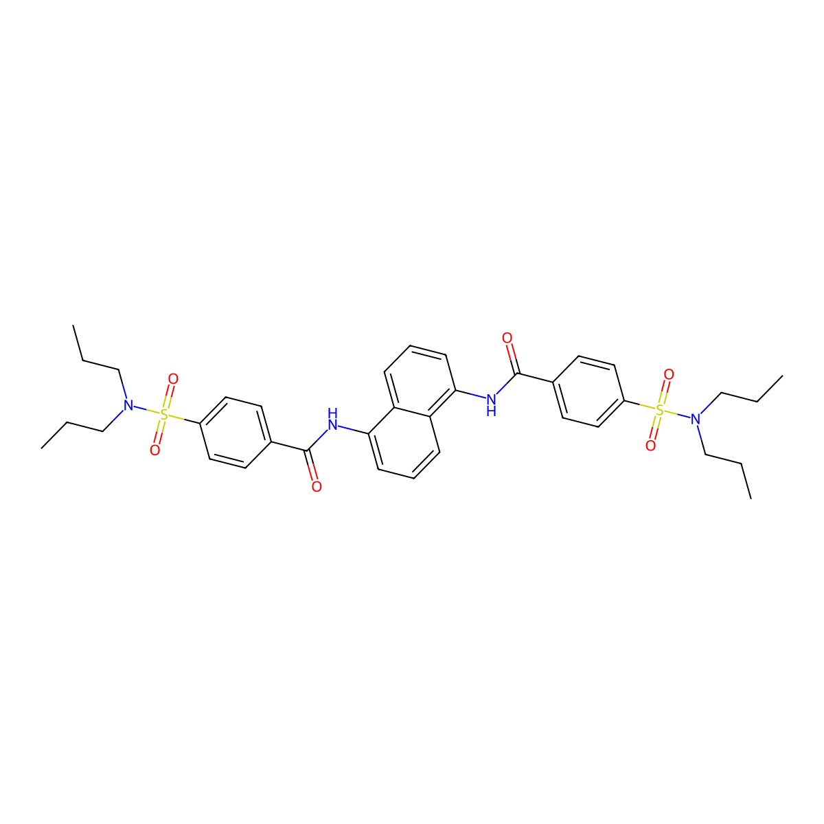 4-(dipropylsulfamoyl)-N-[5-[[4-(dipropylsulfamoyl)benzoyl]amino]naphthalen-1-yl]benzamide molecular structure, CAS 364052-54-0
