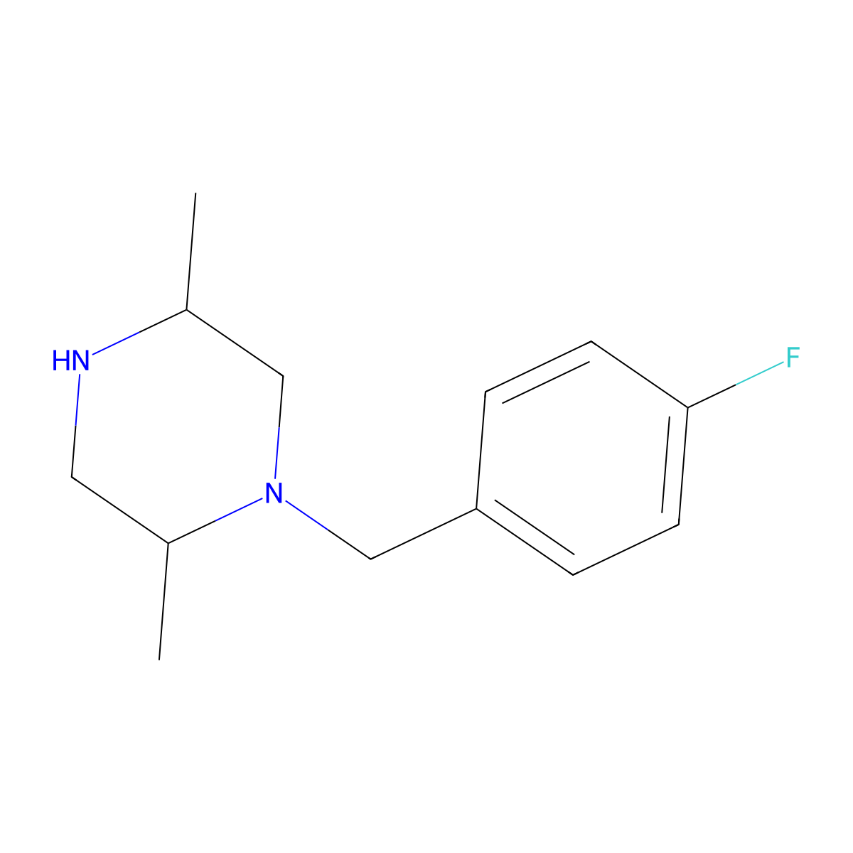 (2S,5R)-1-(4-Fluorobenzyl)-2,5-dimethylpiperazine molecular structure, CAS 364066-92-2
