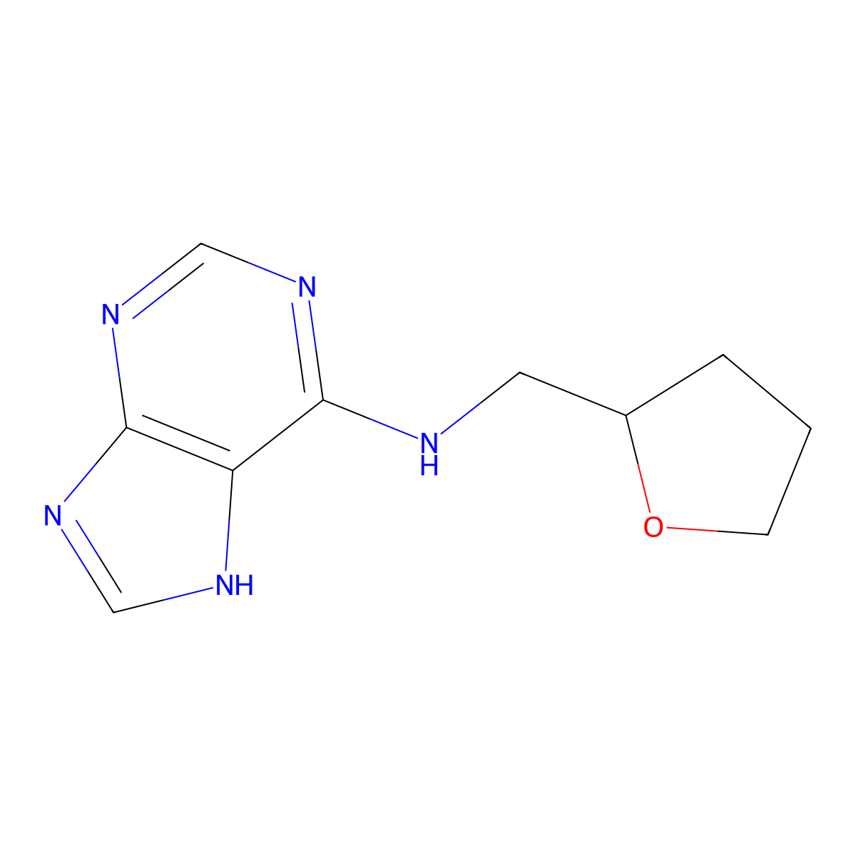 N-(tetrahydrofuran-2-ylmethyl)-7H-purin-6-amine molecular structure, CAS 36412-37-0