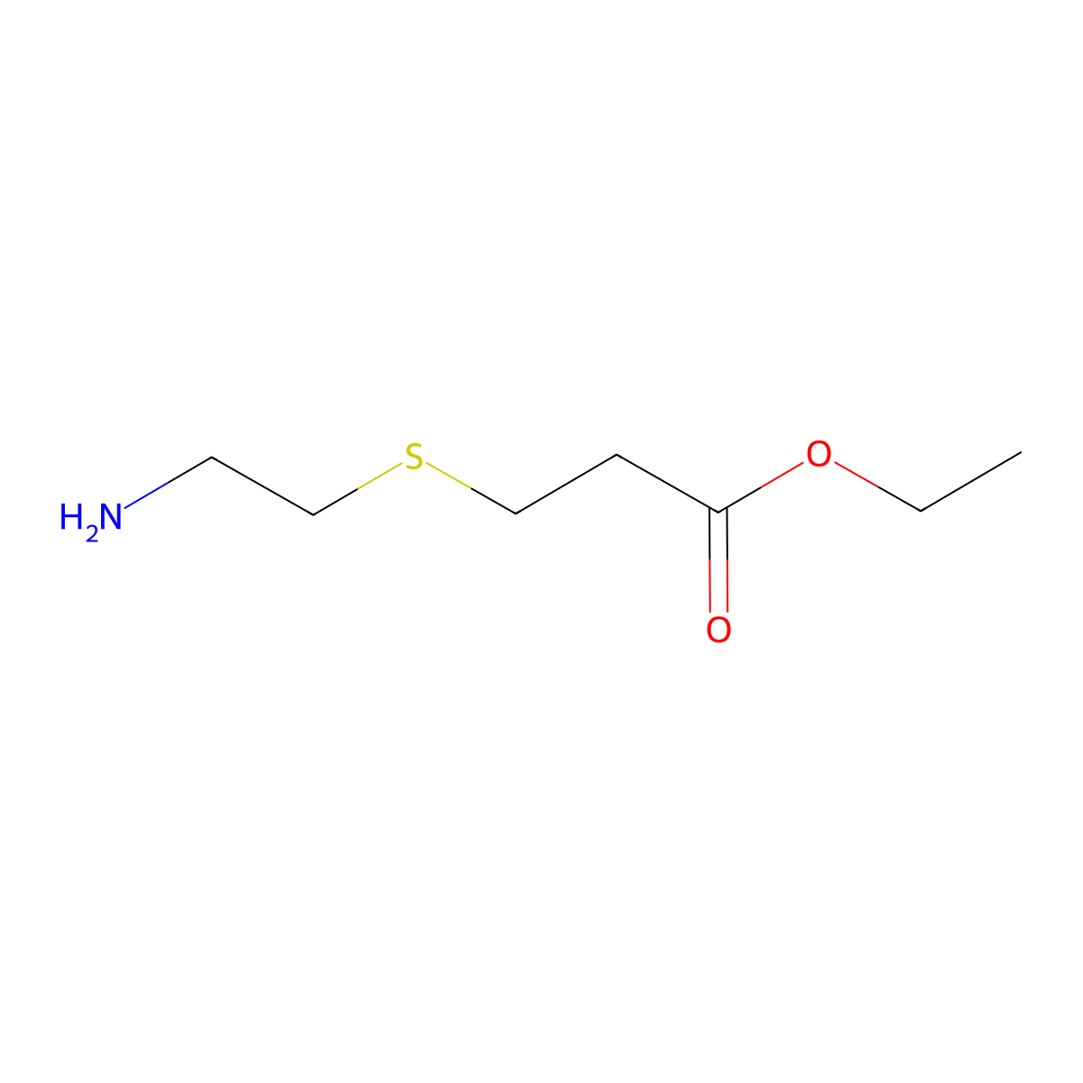 Ethyl 3-[(2-aminoethyl)sulfanyl]propanoate molecular structure, CAS 36415-20-0