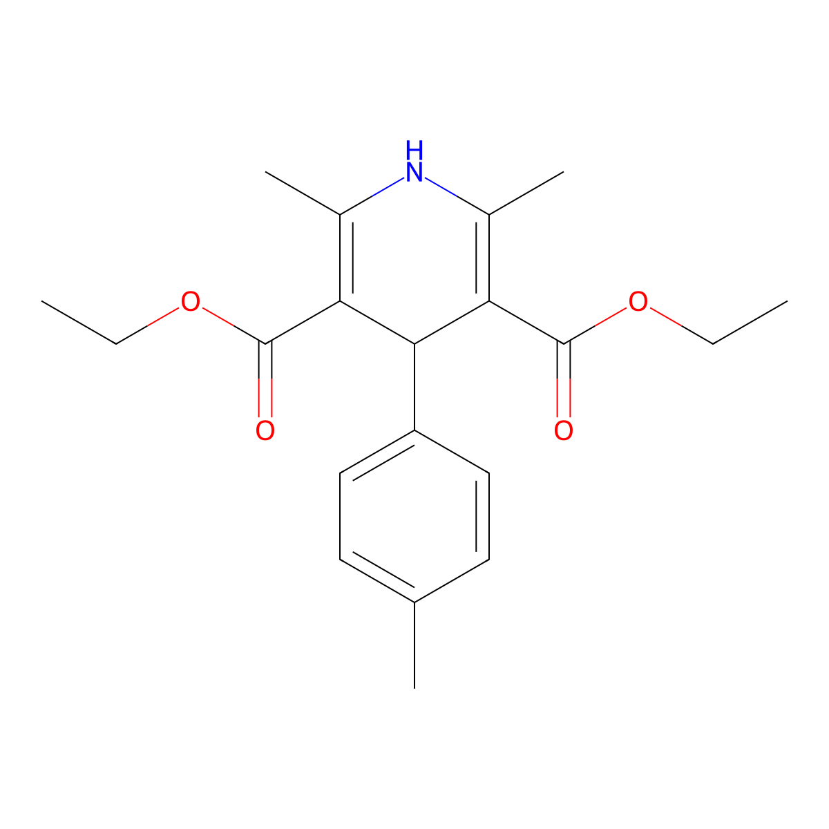 2,6-Dimethyl-4-P-tolyl-1,4-dihydro-pyridine-3,5-dicarboxylic acid diethyl ester molecular structure, CAS 36422-59-0