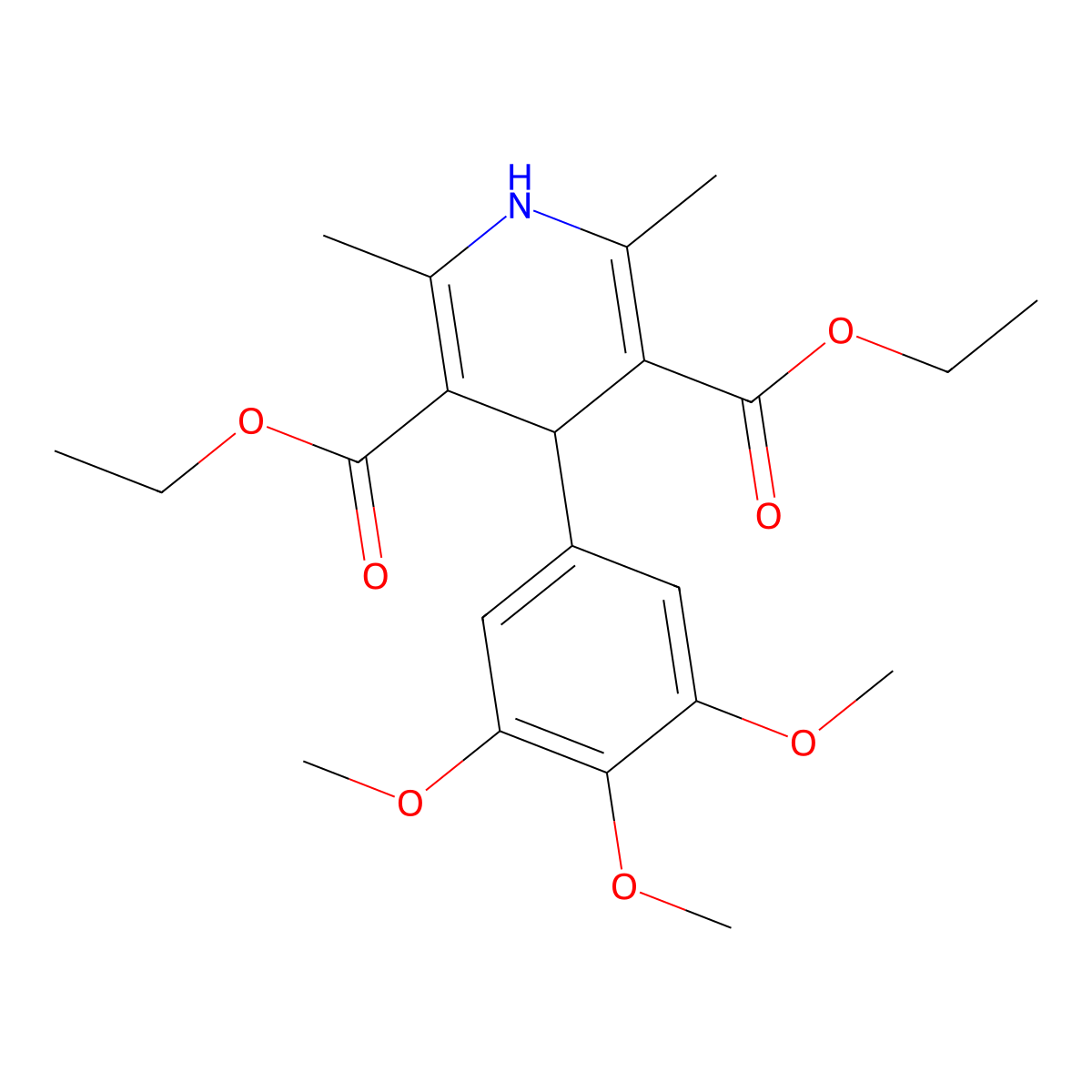 Diethyl 2,6-dimethyl-4-(3,4,5-trimethoxyphenyl)-1,4-dihydropyridine-3,5-dicarboxylate molecular structure, CAS 36422-60-3