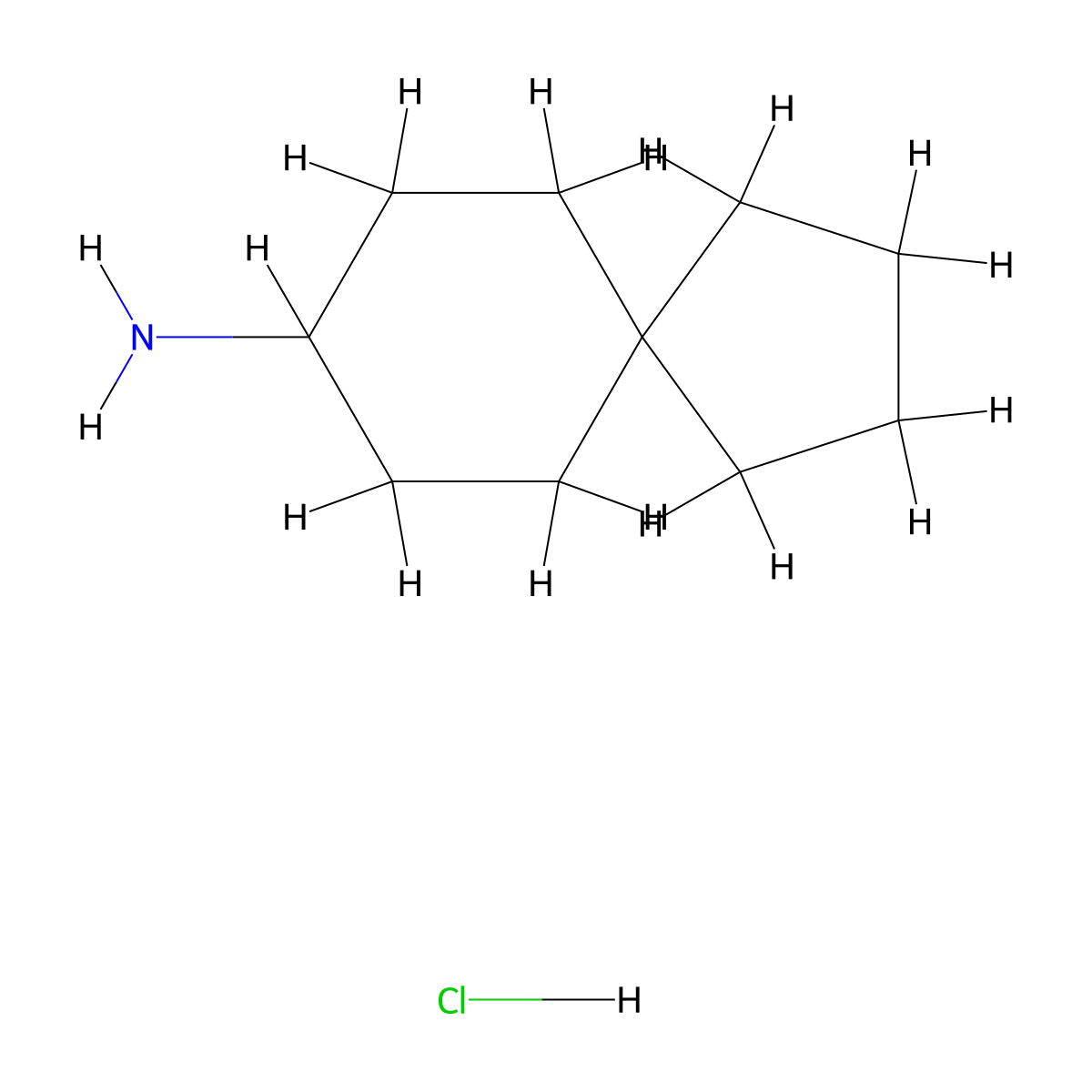 Spiro[4.5]decan-8-amine hydrochloride molecular structure, CAS 3643-12-7