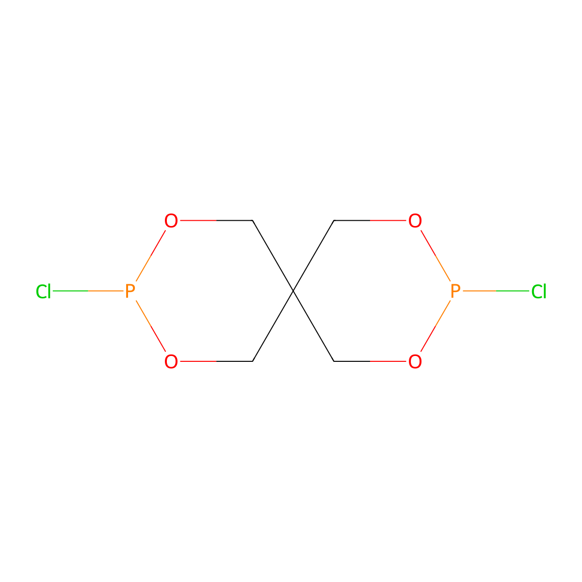 2,4,8,10-Tetraoxa-3,9-diphosphaspiro[5.5]undecane, 3,9-dichloro- molecular structure, CAS 3643-70-7