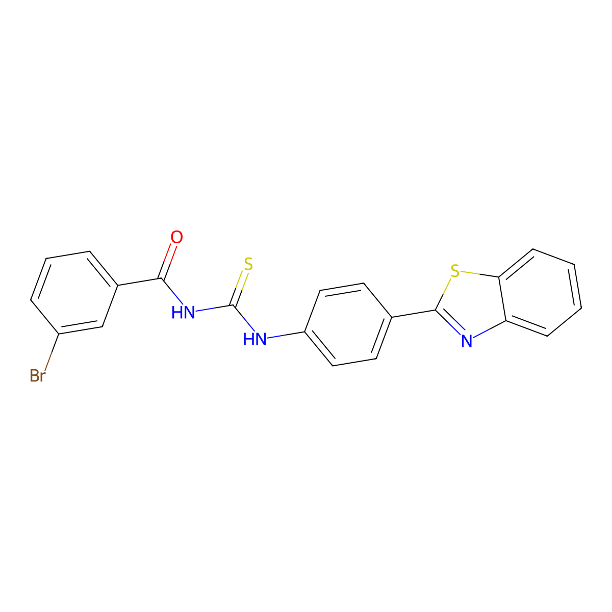 N-[[4-(1,3-benzothiazol-2-yl)phenyl]carbamothioyl]-3-bromobenzamide molecular structure, CAS 364337-65-5