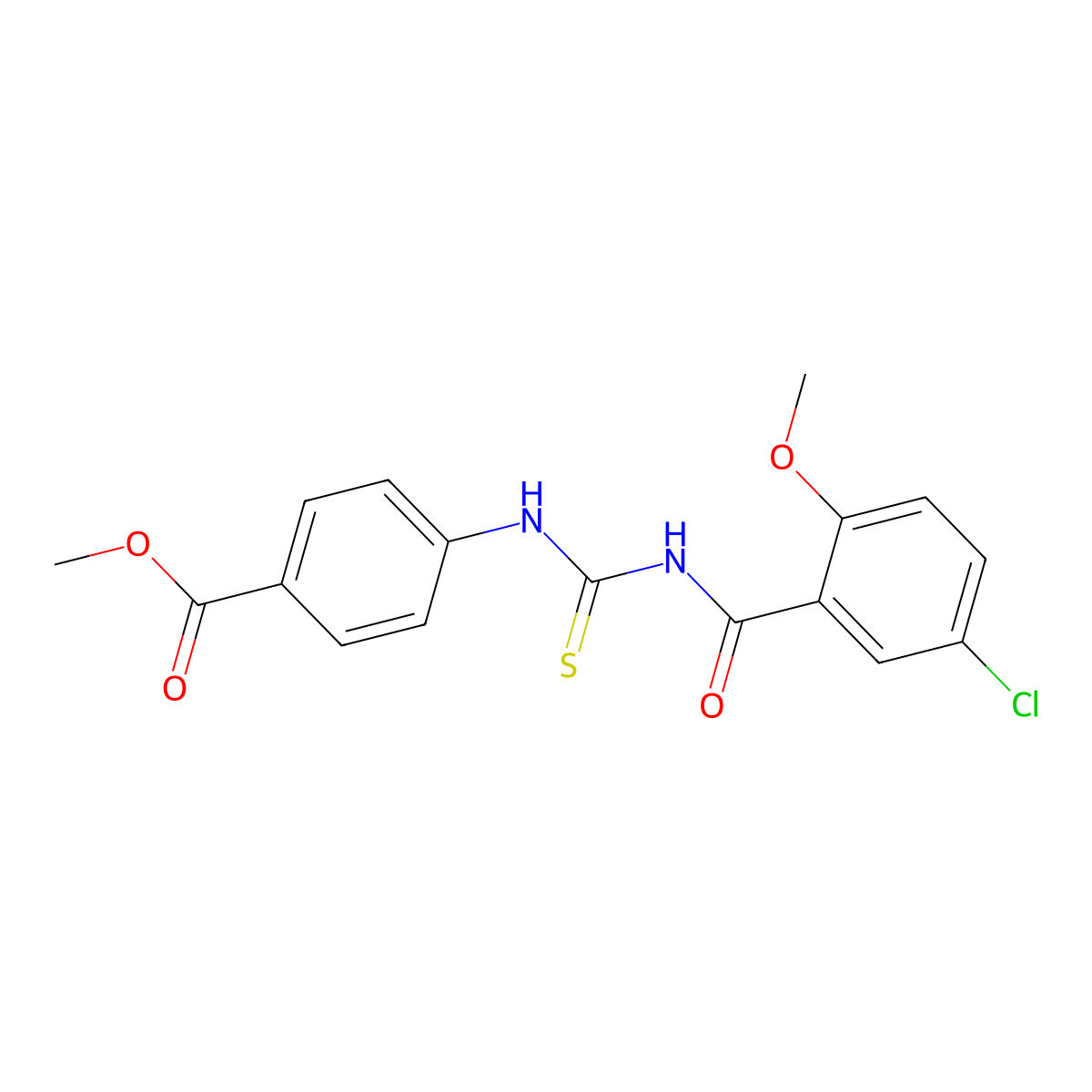 Methyl 4-({[(5-chloro-2-methoxyphenyl)carbonyl]carbamothioyl}amino)benzoate molecular structure, CAS 364337-88-2