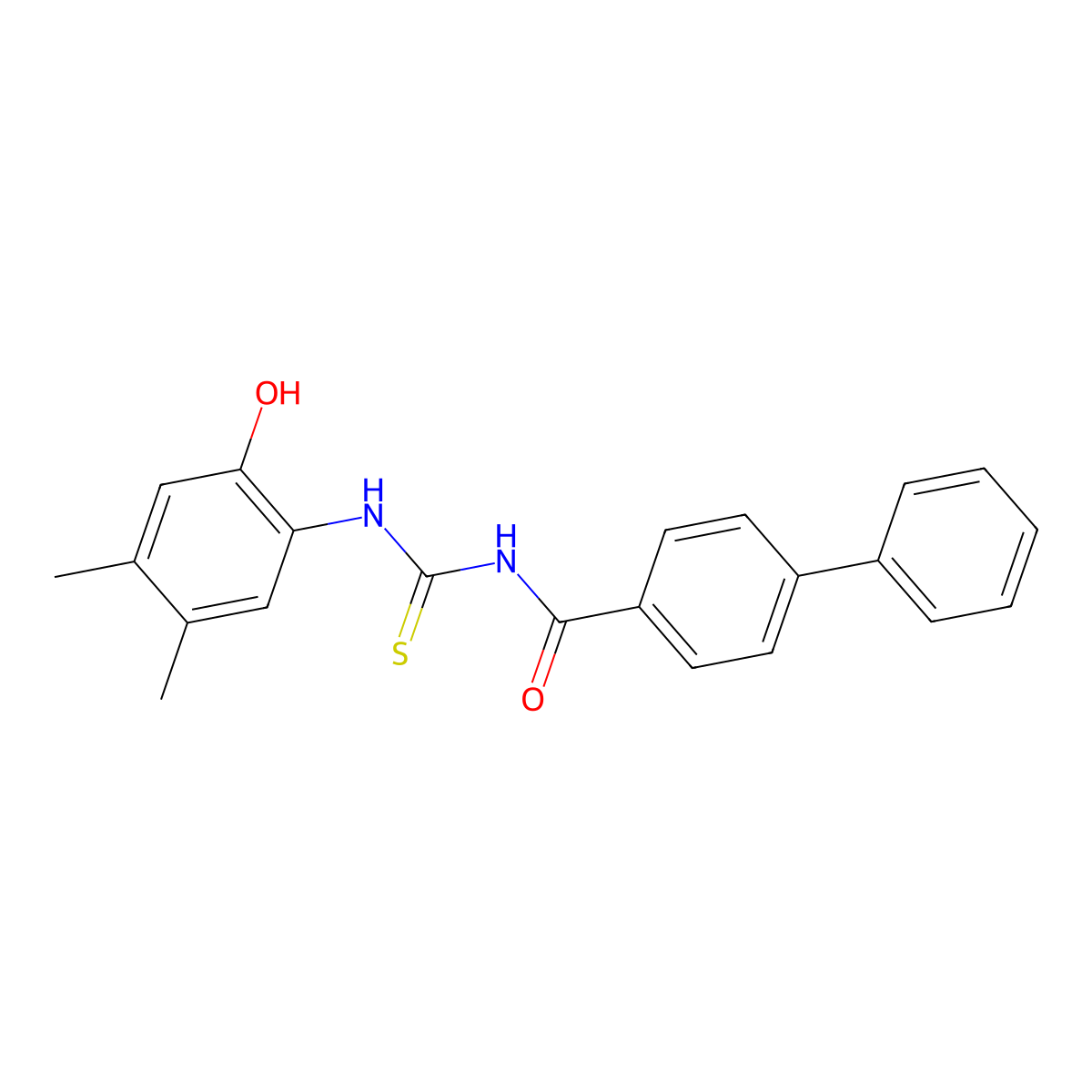 N-[(2-hydroxy-4,5-dimethylphenyl)carbamothioyl]-4-phenylbenzamide molecular structure, CAS 364338-26-1
