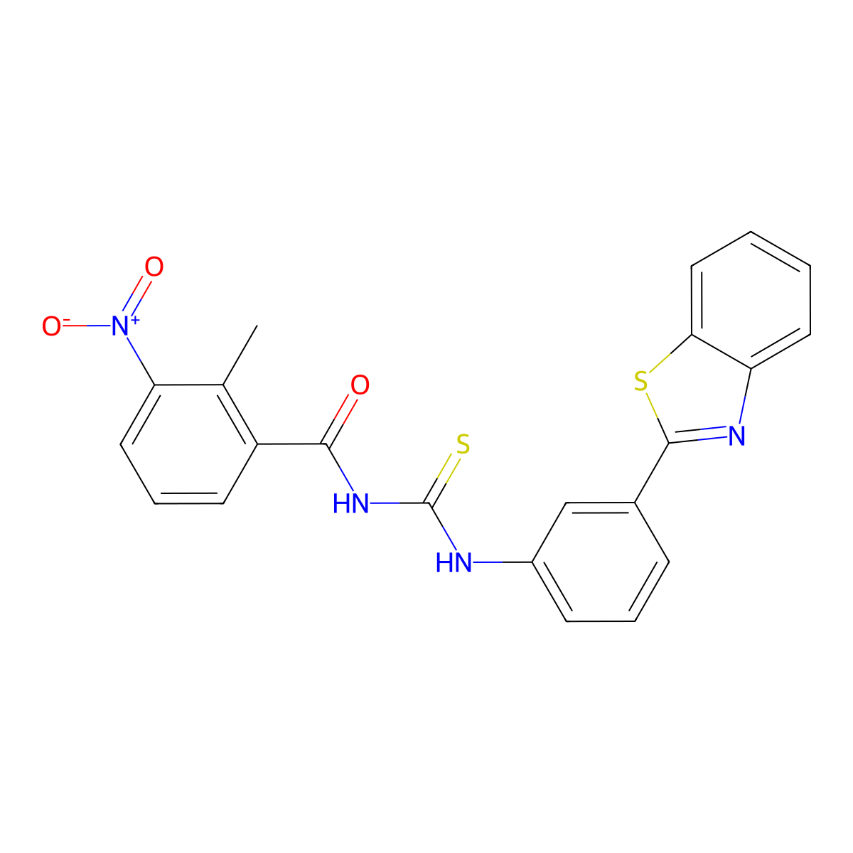 N-[[3-(1,3-benzothiazol-2-yl)phenyl]carbamothioyl]-2-methyl-3-nitrobenzamide molecular structure, CAS 364338-29-4