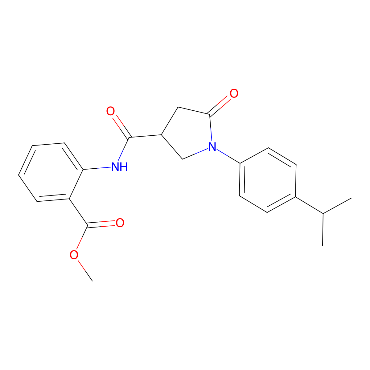 Methyl 2-[({5-oxo-1-[4-(propan-2-yl)phenyl]pyrrolidin-3-yl}carbonyl)amino]benzoate molecular structure, CAS 364338-32-9