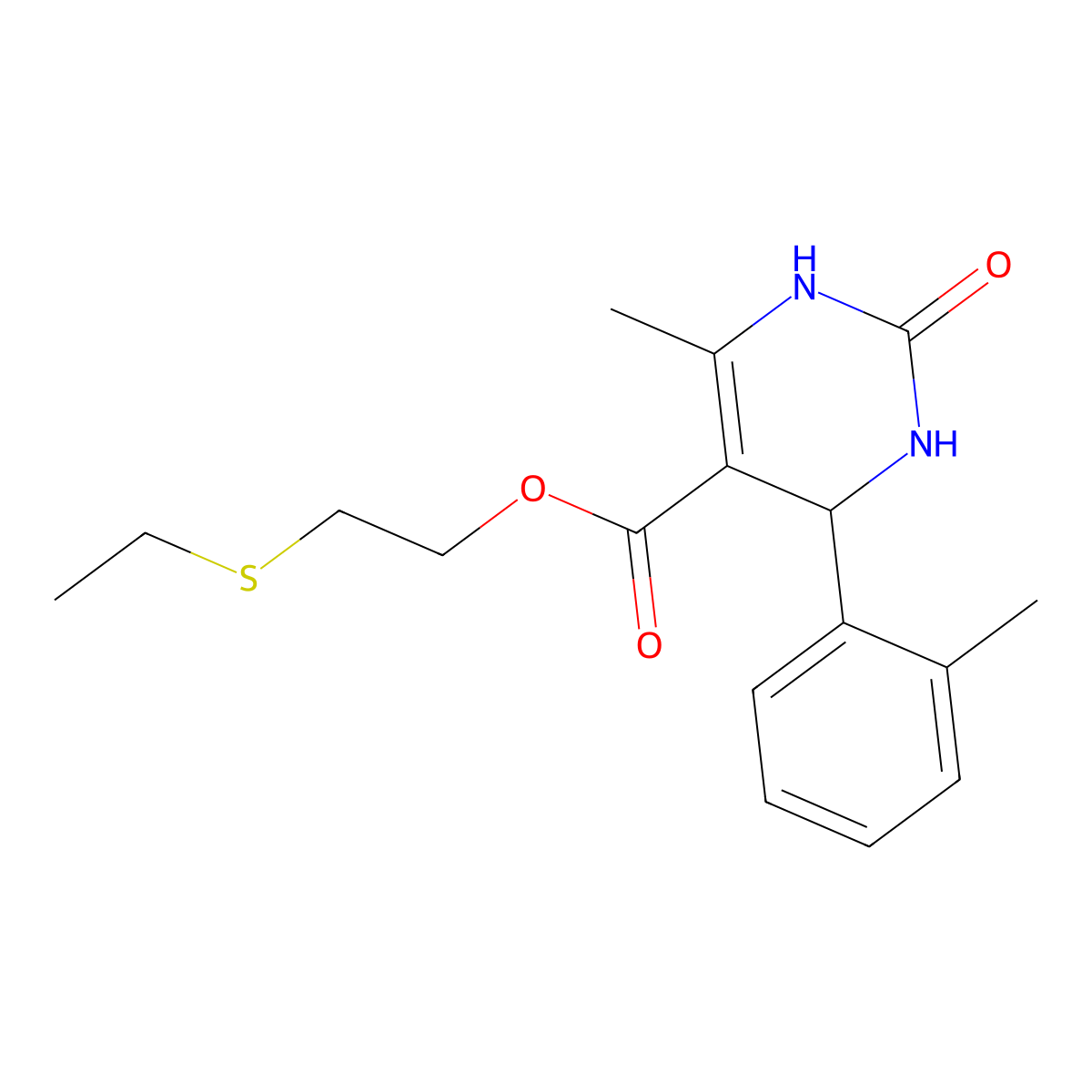 2-(Ethylsulfanyl)ethyl 6-methyl-4-(2-methylphenyl)-2-oxo-1,2,3,4-tetrahydropyrimidine-5-carboxylate molecular structure, CAS 364338-40-9