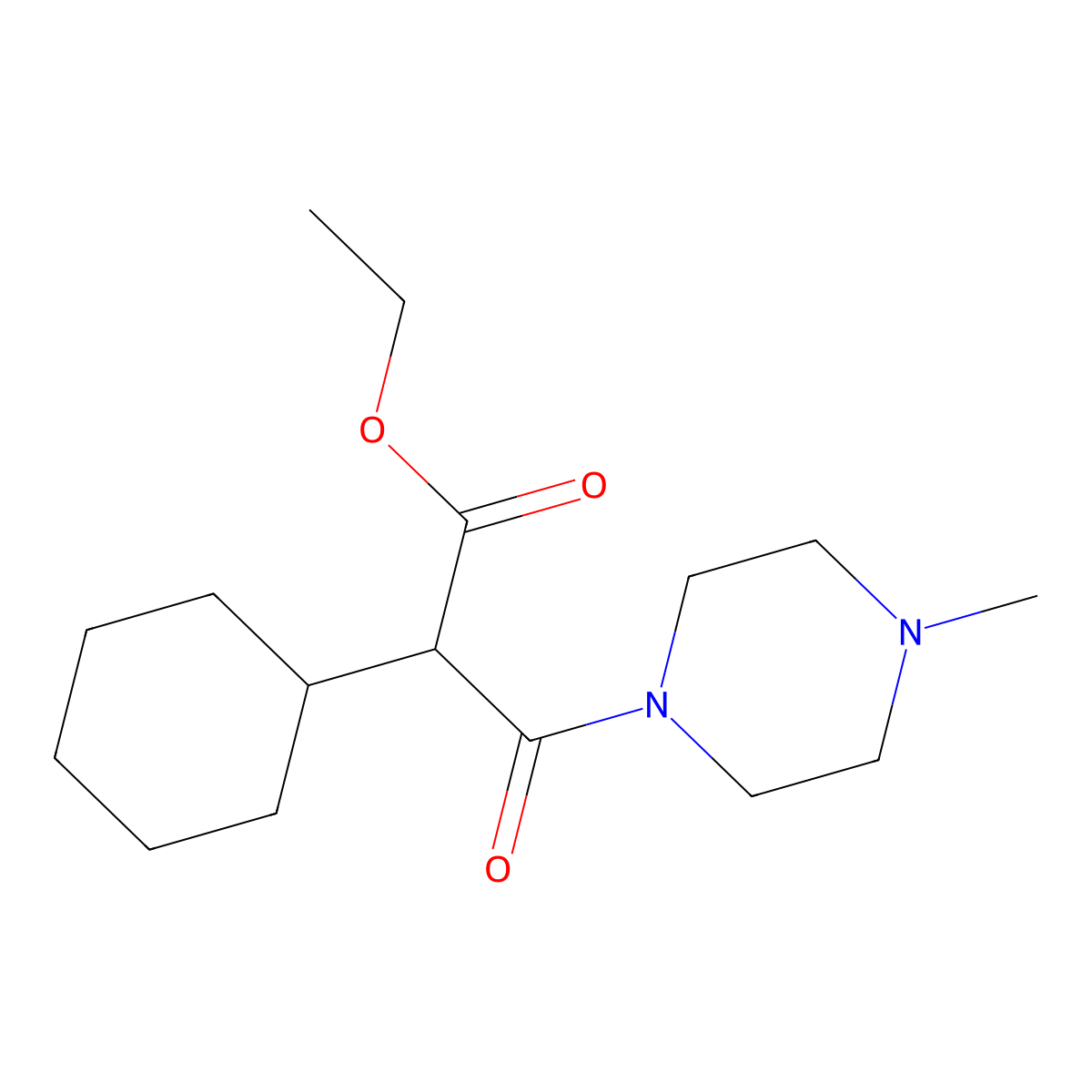 Ethyl 2-cyclohexyl-3-(4-methylpiperazin-1-yl)-3-oxopropanoate molecular structure, CAS 364338-42-1