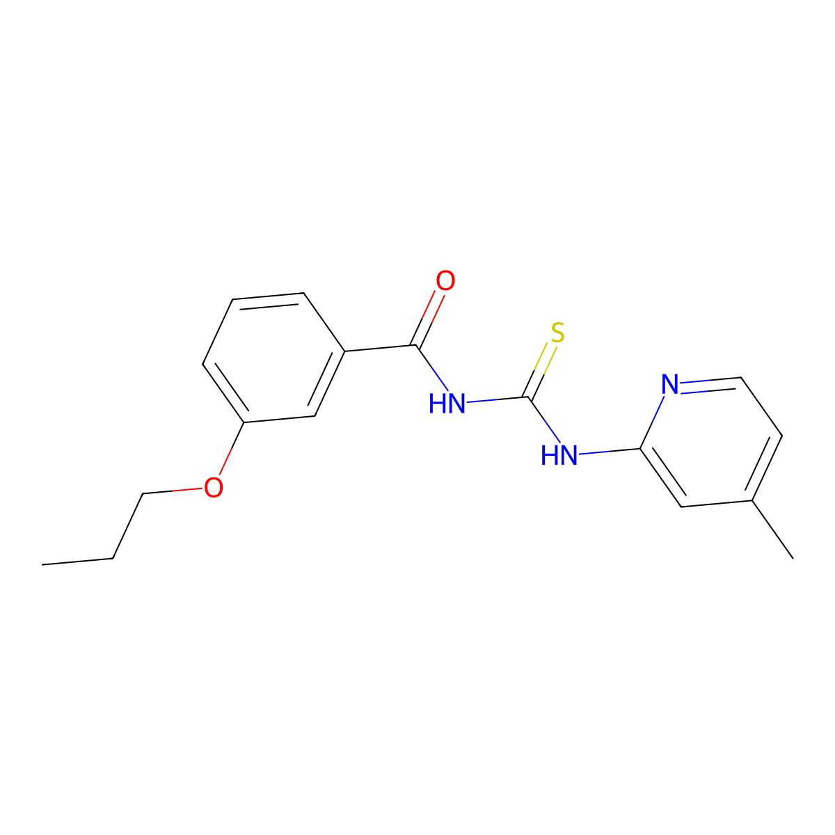 N-[(4-methylpyridin-2-yl)carbamothioyl]-3-propoxybenzamide molecular structure, CAS 364338-77-2