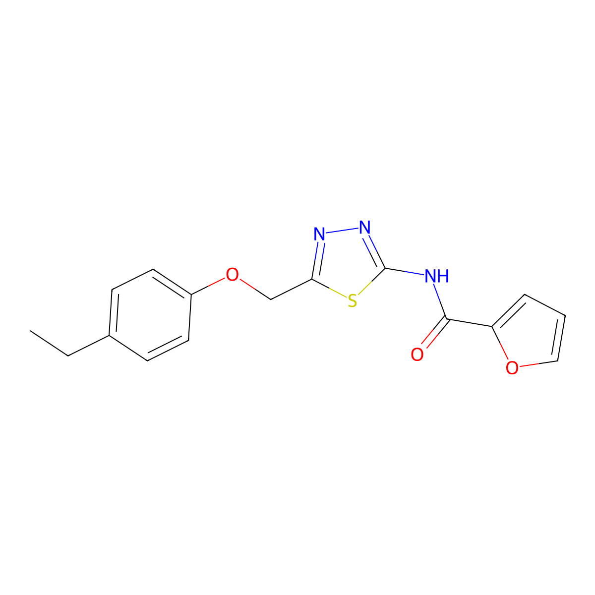 N-{5-[(4-ethylphenoxy)methyl]-1,3,4-thiadiazol-2-yl}furan-2-carboxamide molecular structure, CAS 364339-02-6