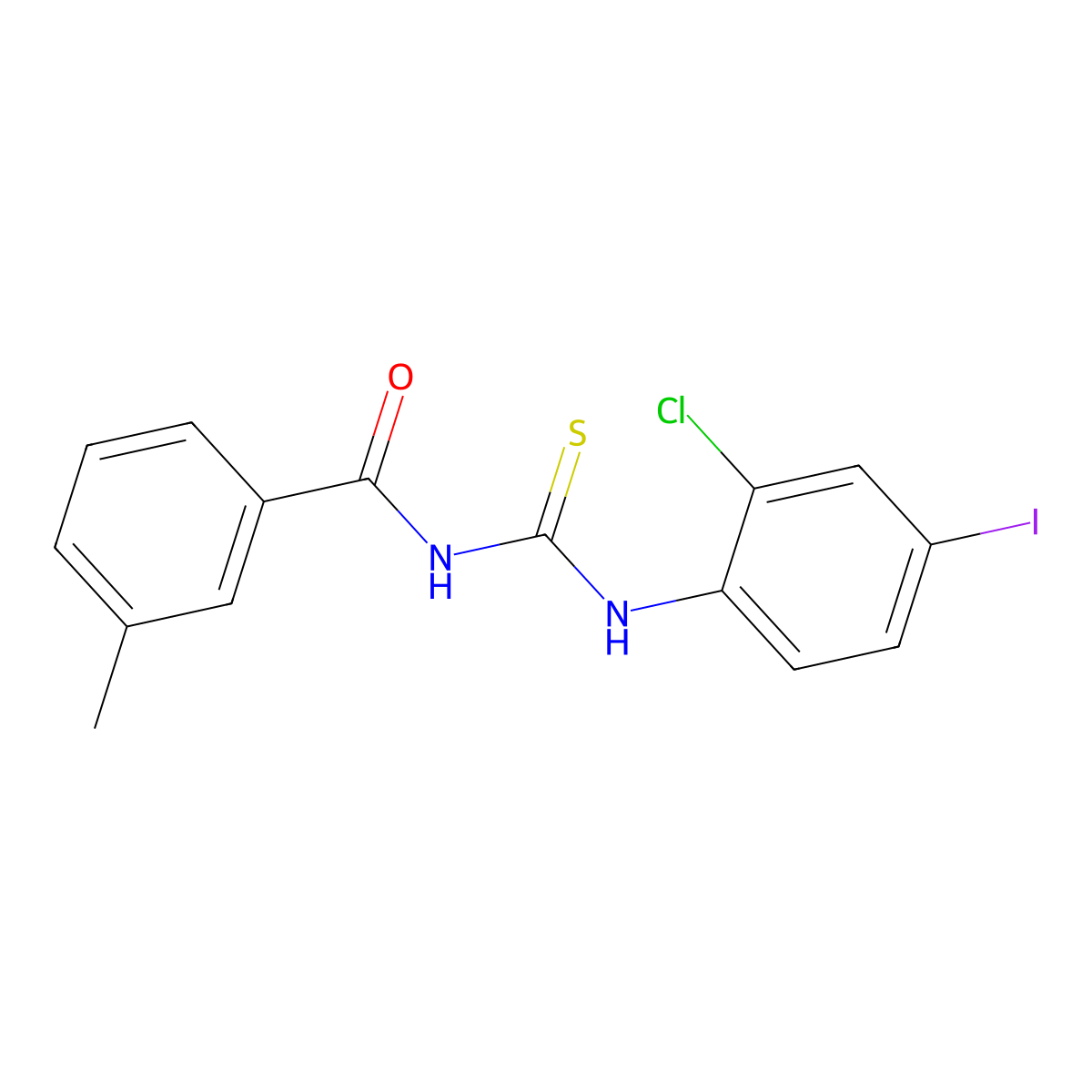 N-[(2-chloro-4-iodophenyl)carbamothioyl]-3-methylbenzamide molecular structure, CAS 364339-04-8