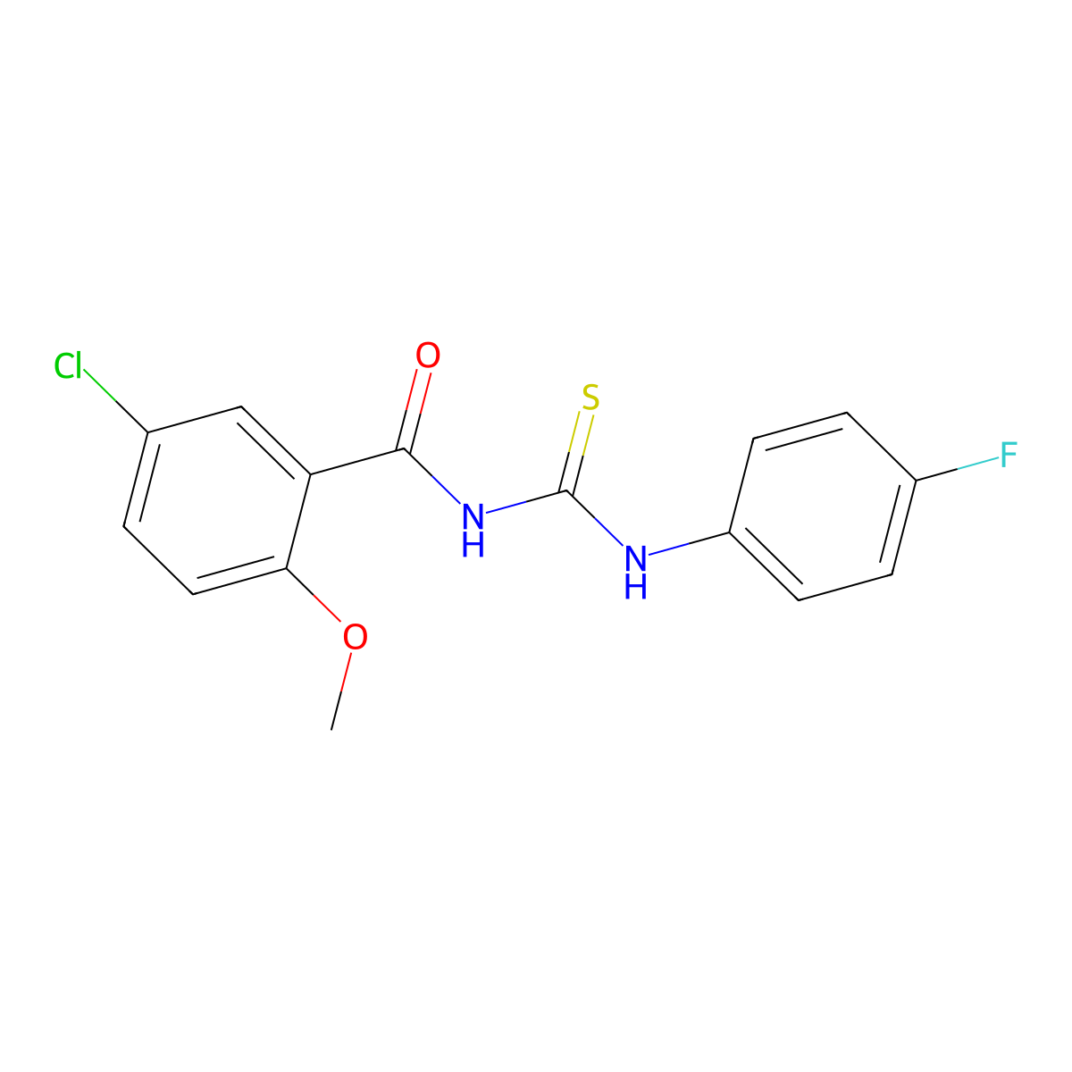 5-chloro-N-[(4-fluorophenyl)carbamothioyl]-2-methoxybenzamide molecular structure, CAS 364339-07-1