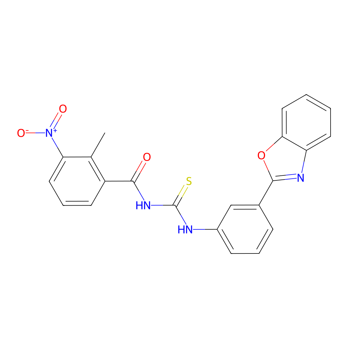 N-[[3-(1,3-benzoxazol-2-yl)phenyl]carbamothioyl]-2-methyl-3-nitrobenzamide molecular structure, CAS 364339-09-3