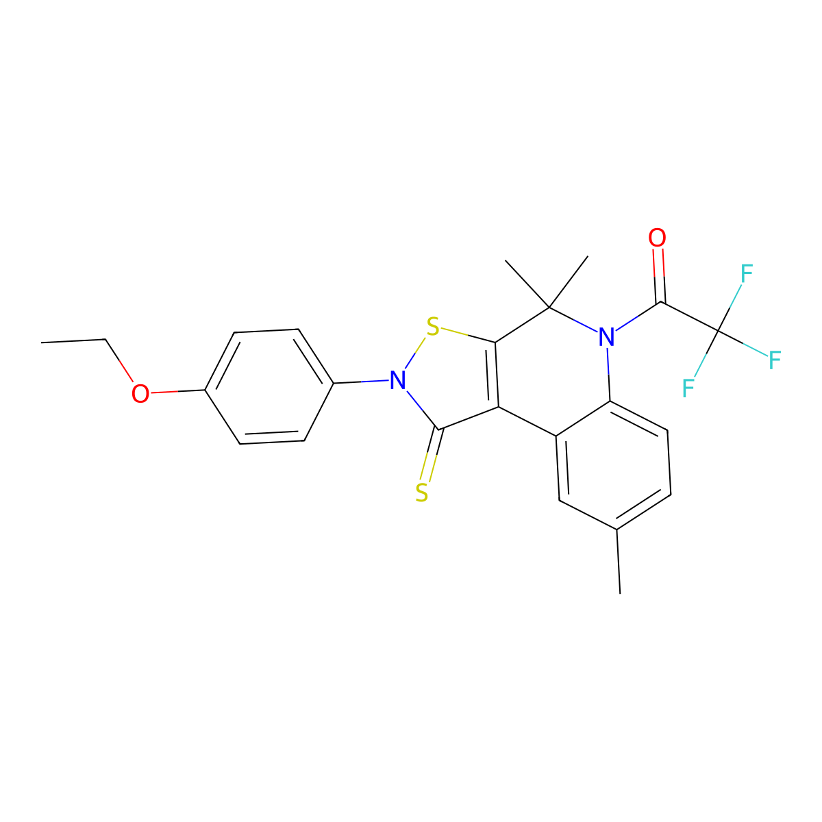 2-(4-ethoxyphenyl)-4,4,8-trimethyl-5-(trifluoroacetyl)-4,5-dihydroisothiazolo[5,4-c]quinoline-1(2H)-thione molecular structure, CAS 364339-17-3