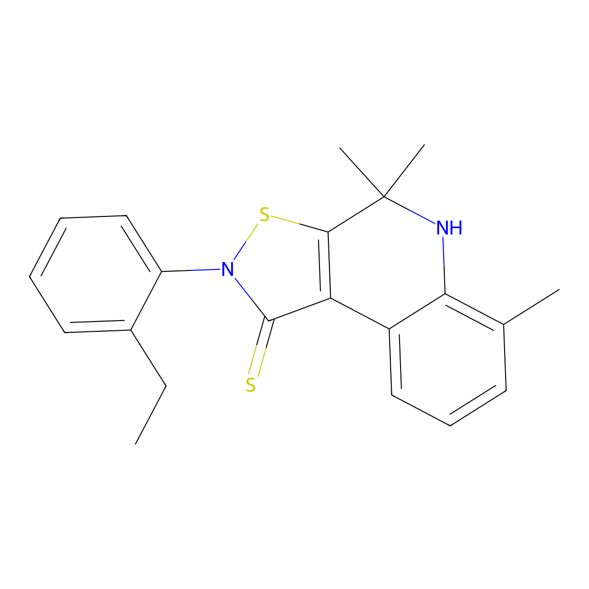 2-(2-ethylphenyl)-4,4,6-trimethyl-4,5-dihydroisothiazolo[5,4-c]quinoline-1(2H)-thione molecular structure, CAS 364339-35-5