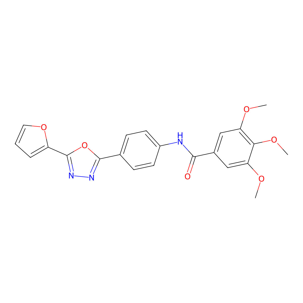 N-[4-(5-Furan-2-yl-[1,3,4]oxadiazol-2-yl)-phenyl]-3,4,5-trimethoxy-benzamide molecular structure, CAS 364339-58-2