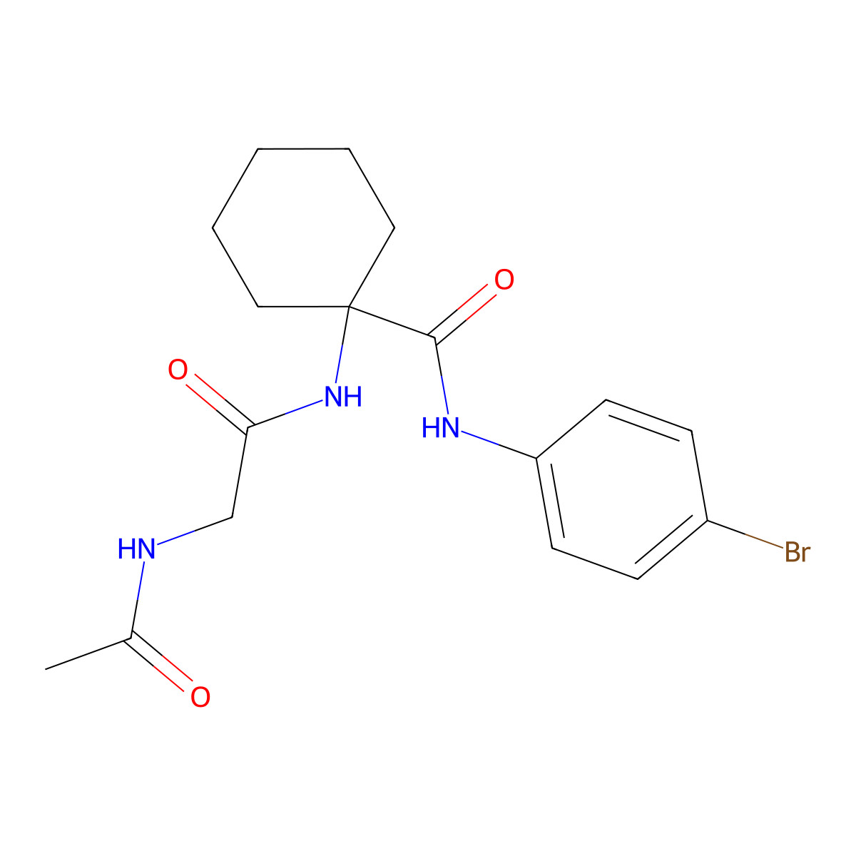 1-[(N-acetylglycyl)amino]-N-(4-bromophenyl)cyclohexanecarboxamide molecular structure, CAS 364339-60-6
