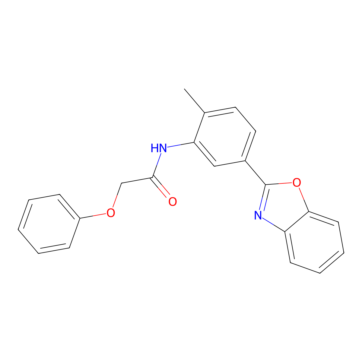 N-[5-(1,3-benzoxazol-2-yl)-2-methylphenyl]-2-phenoxyacetamide molecular structure, CAS 364339-62-8