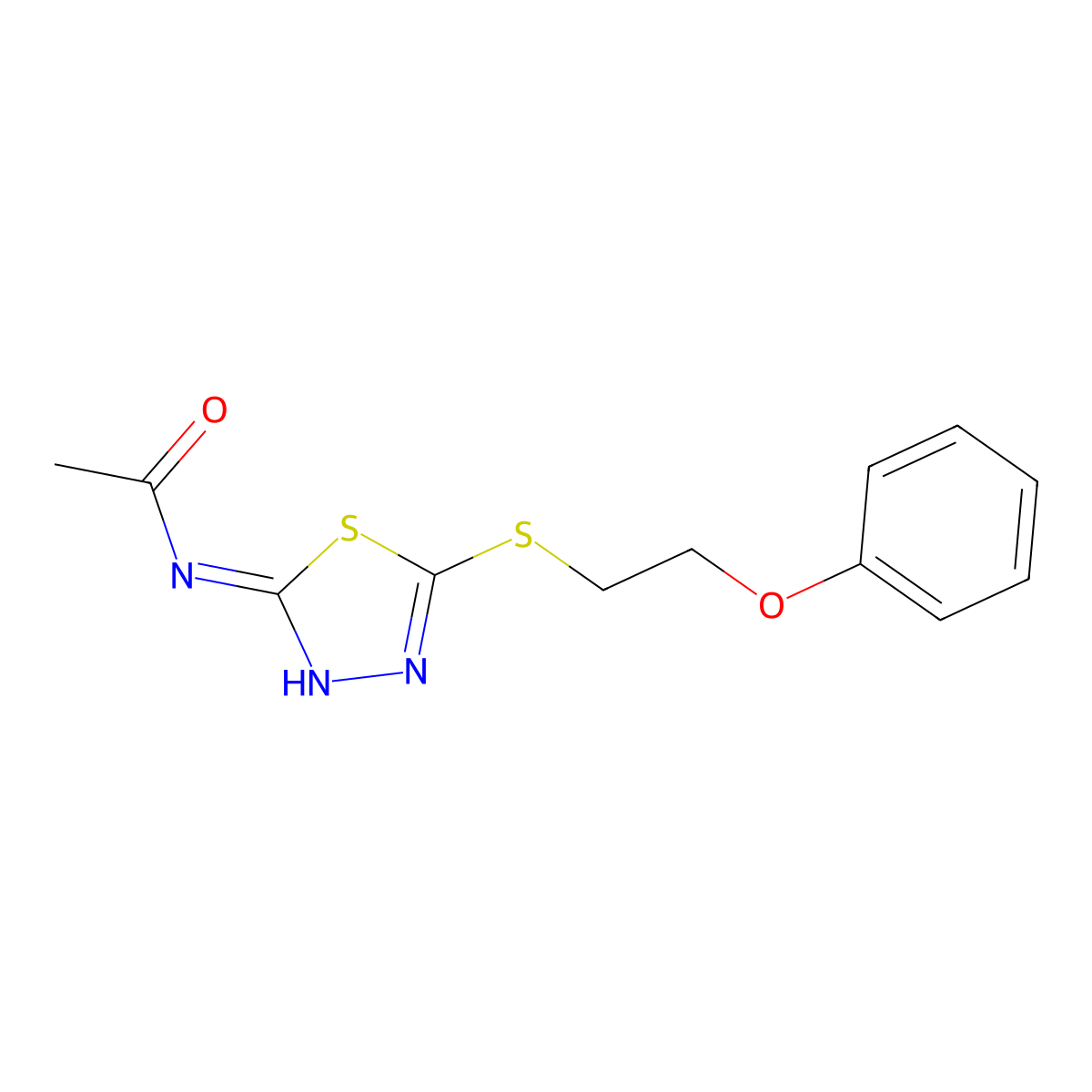 N-[5-(2-phenoxyethylsulfanyl)-1,3,4-thiadiazol-2-yl]acetamide molecular structure, CAS 364340-01-2