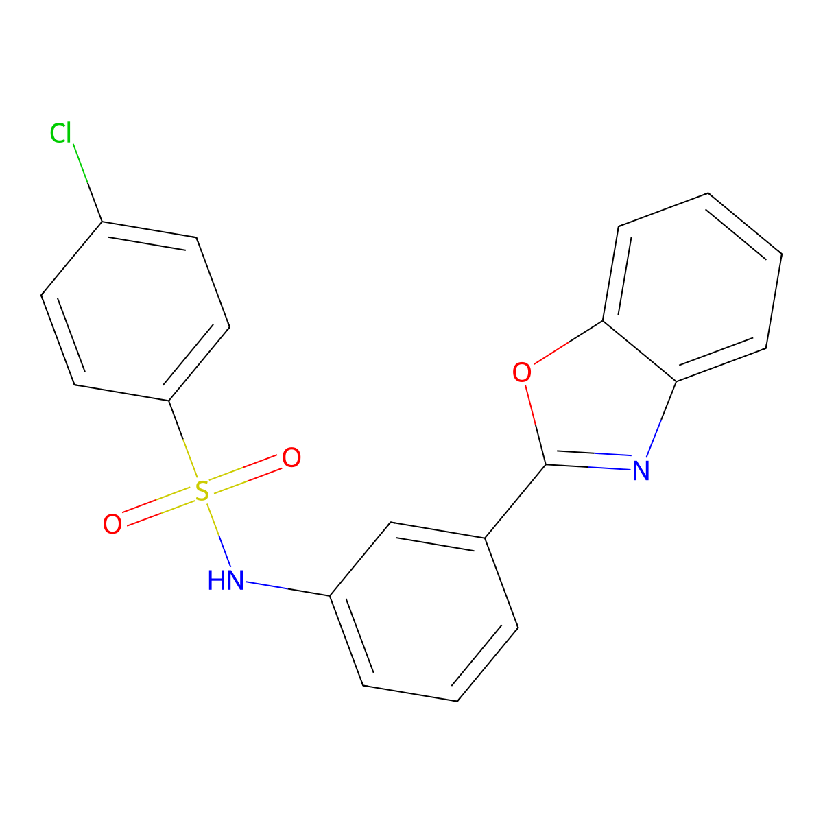 N-[3-(1,3-benzoxazol-2-yl)phenyl]-4-chlorobenzenesulfonamide molecular structure, CAS 364340-23-8