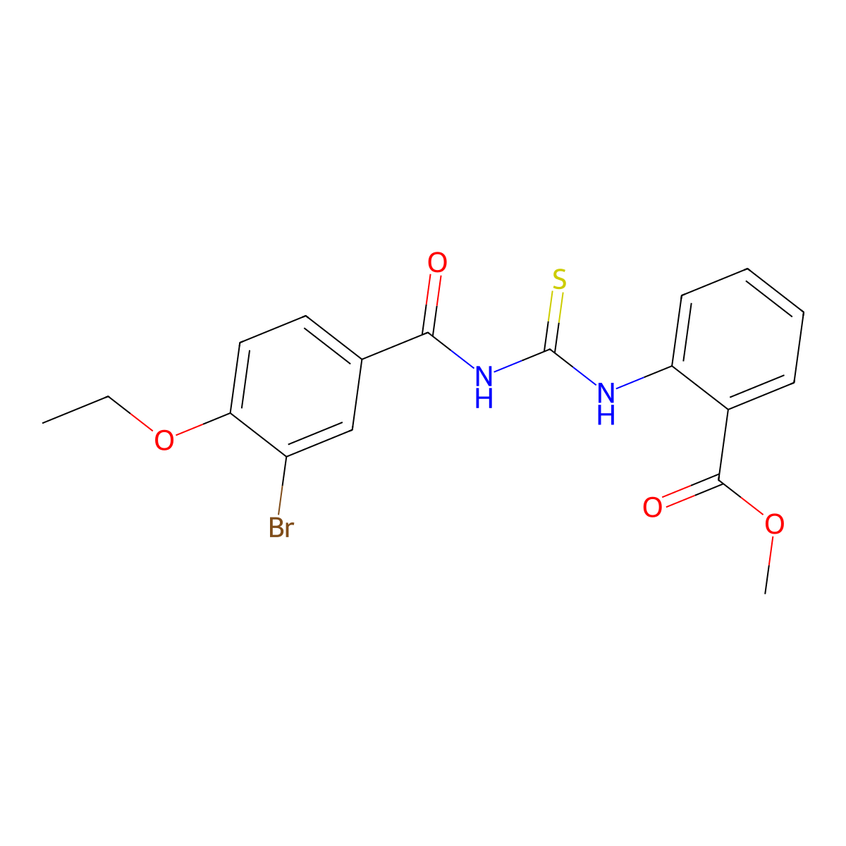 Methyl 2-({[(3-bromo-4-ethoxyphenyl)carbonyl]carbamothioyl}amino)benzoate molecular structure, CAS 364340-25-0