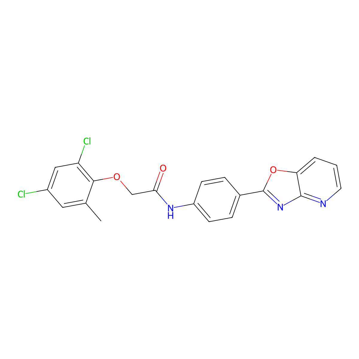 2-(2,4-dichloro-6-methylphenoxy)-N-[4-([1,3]oxazolo[4,5-b]pyridin-2-yl)phenyl]acetamide molecular structure, CAS 364340-52-3