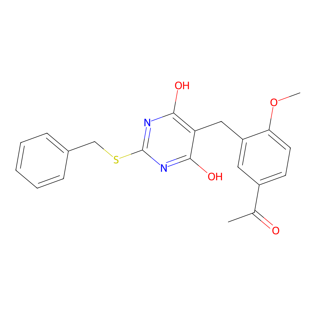 5-[(5-acetyl-2-methoxyphenyl)methyl]-2-benzylsulfanyl-4-hydroxy-1H-pyrimidin-6-one molecular structure, CAS 364340-67-0
