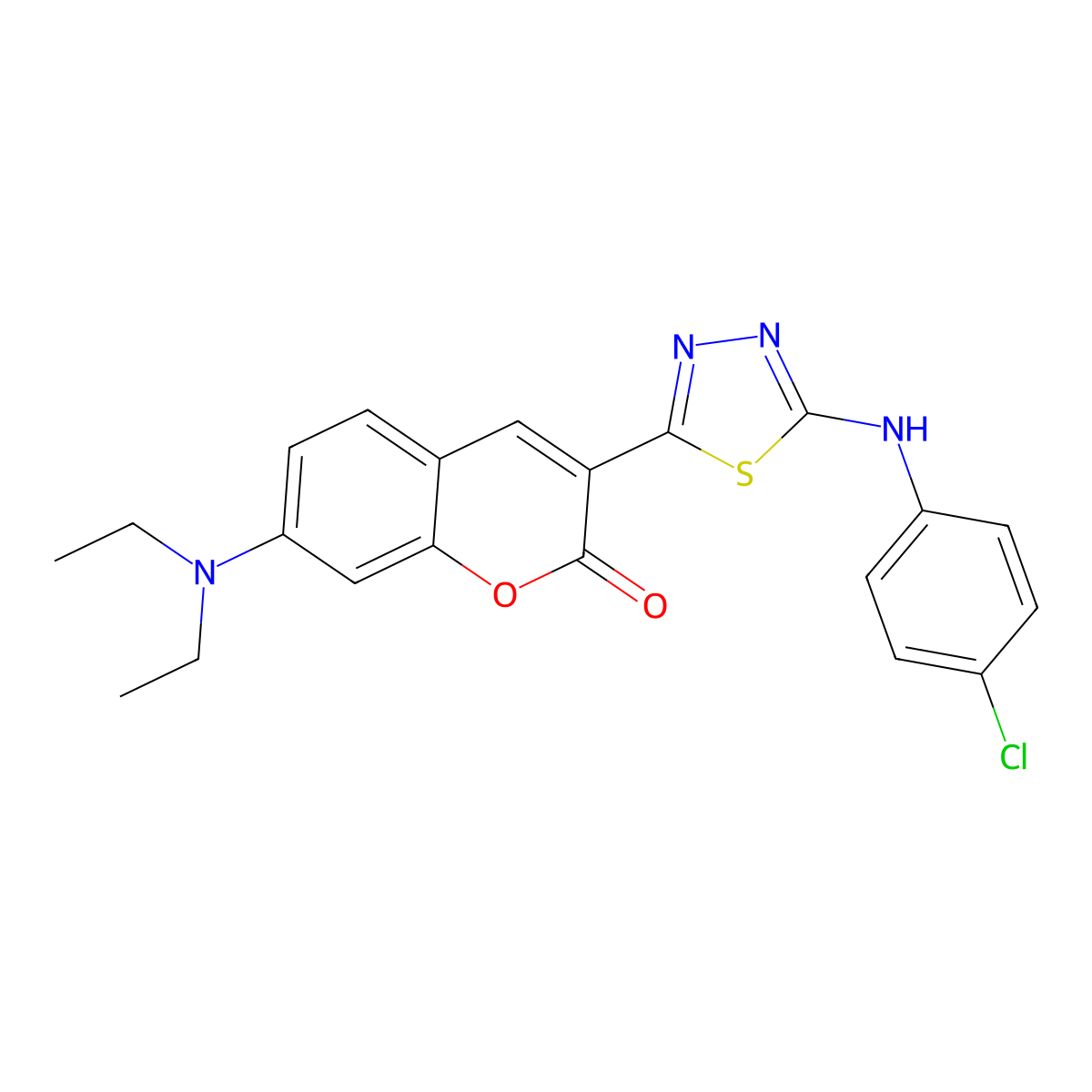 3-[5-(4-Chloroanilino)-1,3,4-thiadiazol-2-yl]-7-(diethylamino)chromen-2-one molecular structure, CAS 364341-39-9